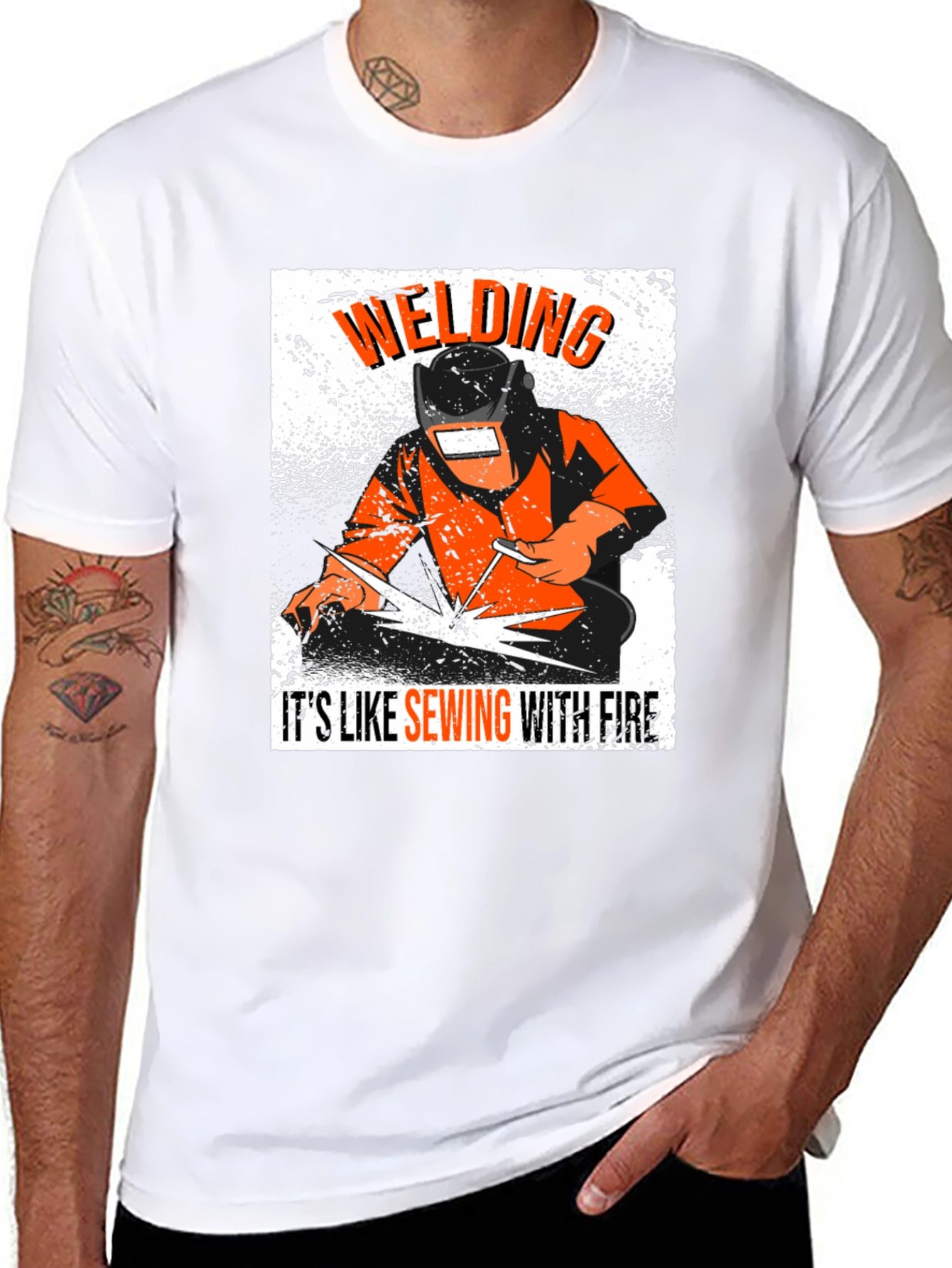 Welding Like Sewing With Fire Black T-Shirt