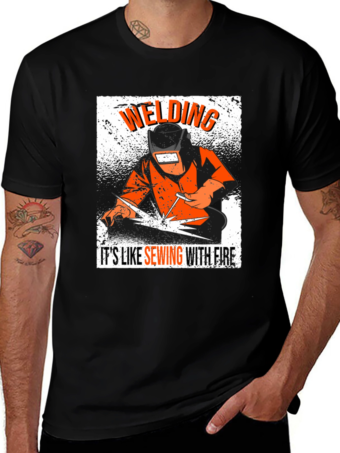 Welding Like Sewing With Fire Black T-Shirt