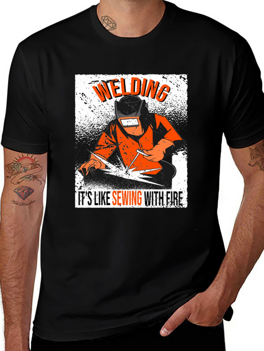 Welding Like Sewing With Fire Black T-Shirt