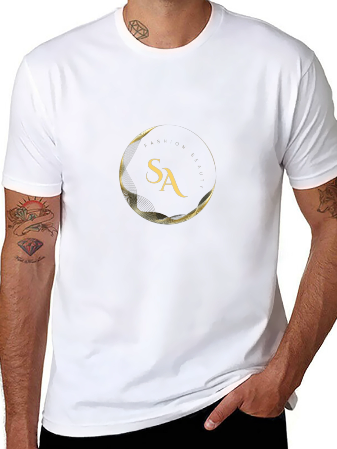 Fashion & Beauty Black T-Shirt with Gold Logo