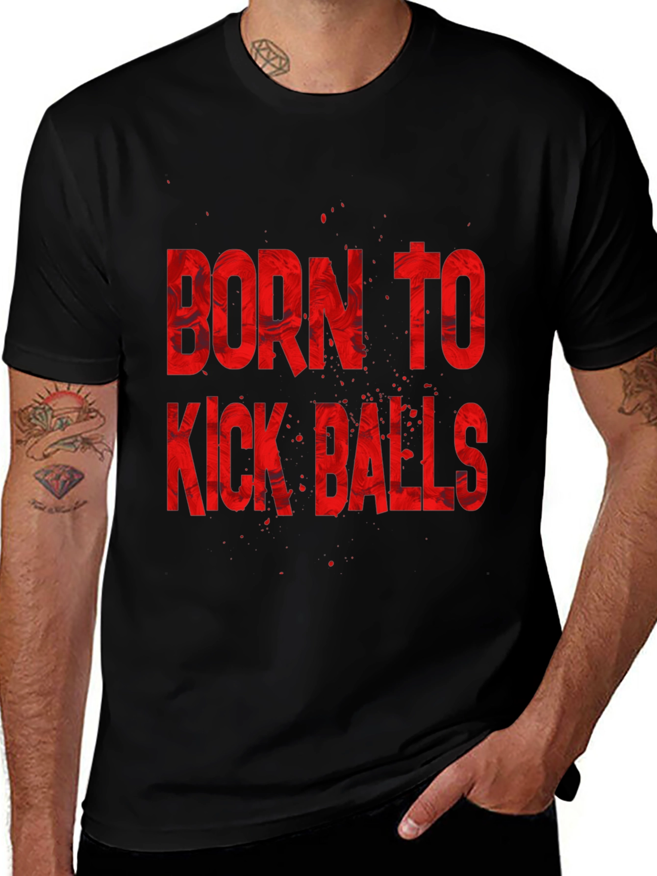 Born To Kick Balls Graphic Tee - Black