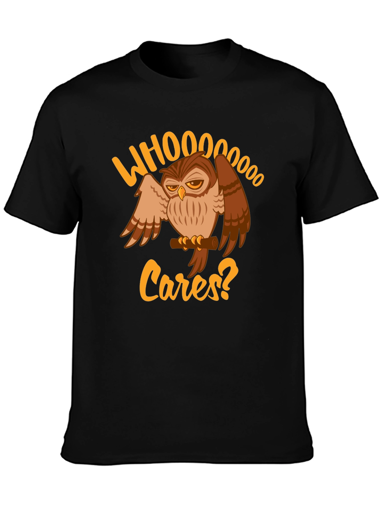 Whoooo Cares? Owl Graphic T-Shirt - Black