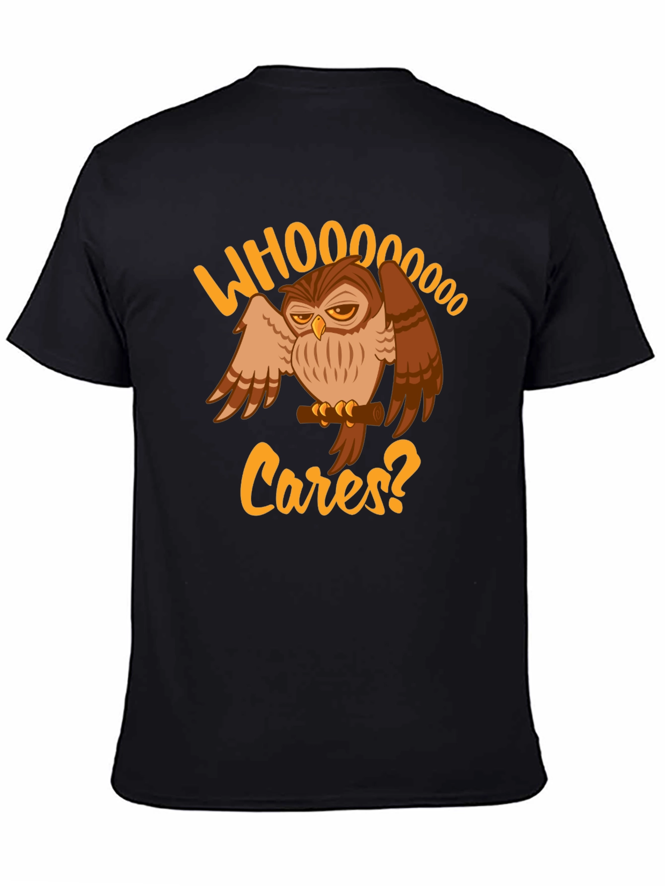 Whoooo Cares? Owl Graphic T-Shirt - Black