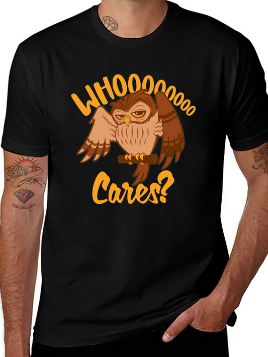 Whoooo Cares? Owl Graphic T-Shirt - Black