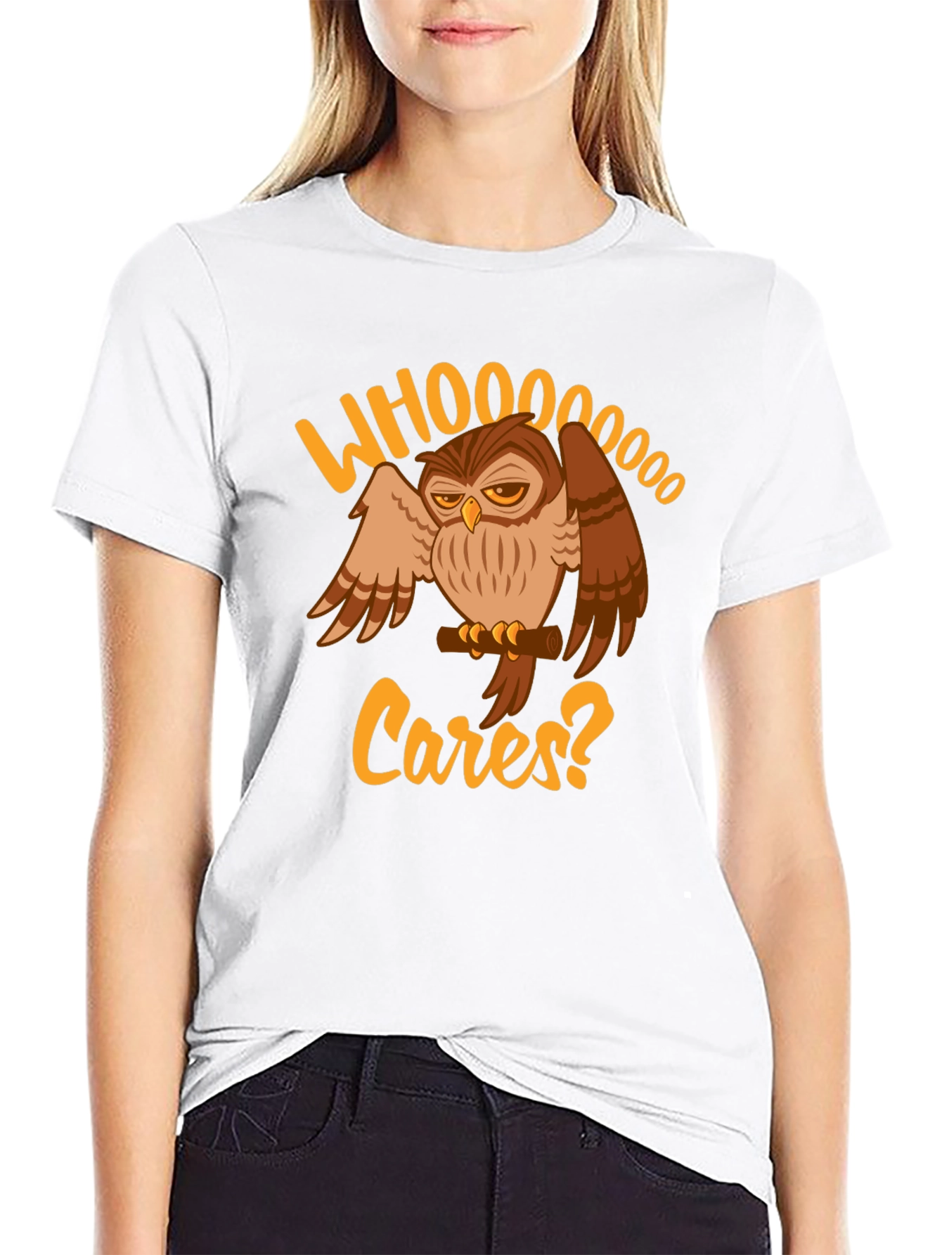 Whoooo Cares? Owl Graphic T-Shirt - Black