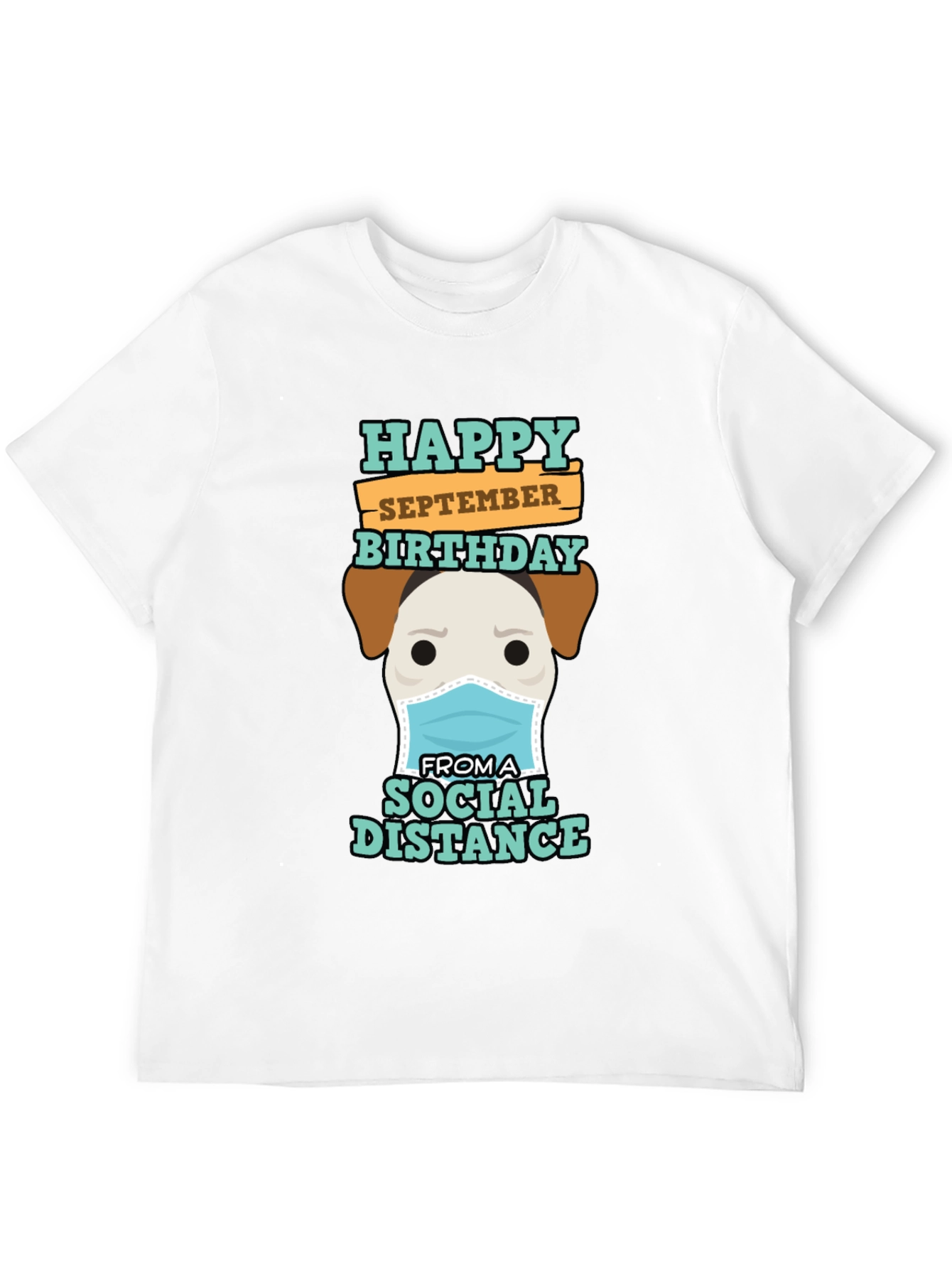 Funny September Birthday Social Distance Dog T-Shirt