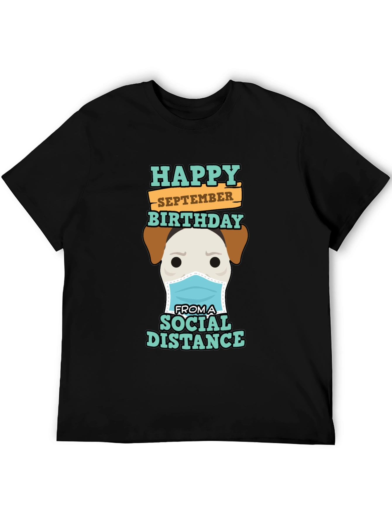 Funny September Birthday Social Distance Dog T-Shirt