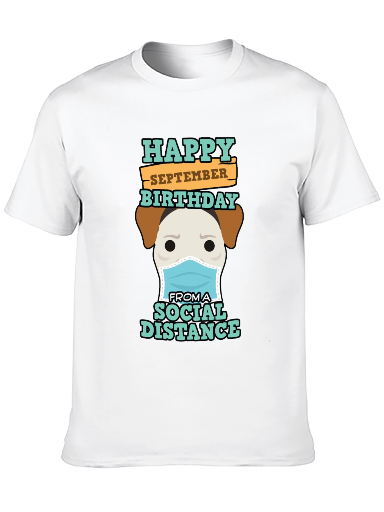 Funny September Birthday Social Distance Dog T-Shirt