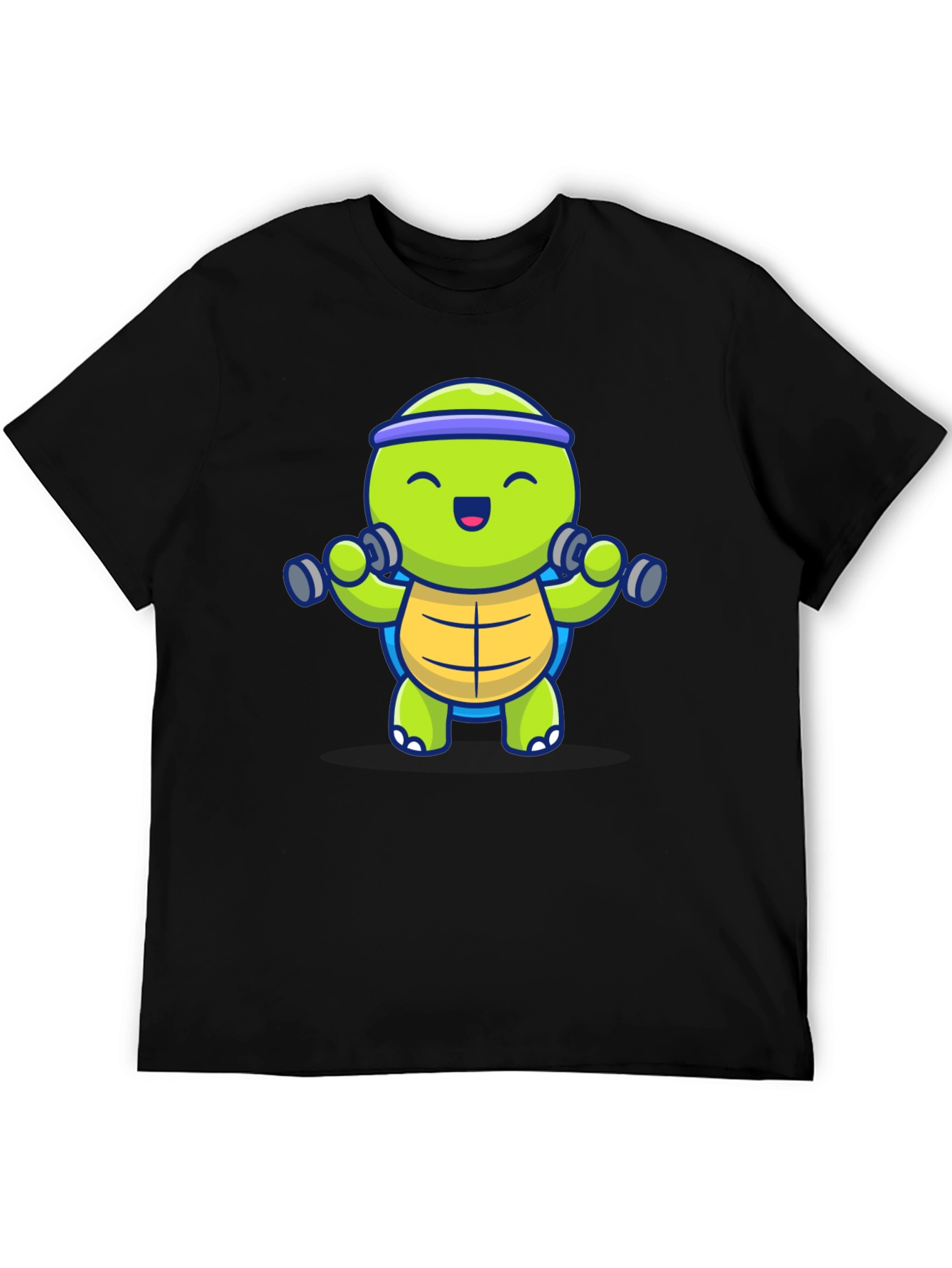 Turtle Lifting Weights Graphic Tee - Black