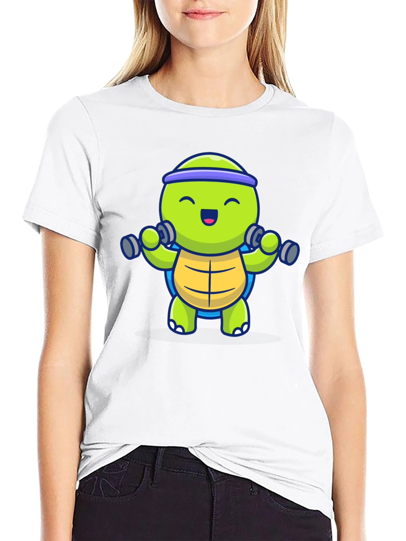 Turtle Lifting Weights Graphic Tee - Black