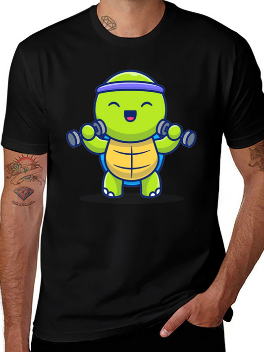 Turtle Lifting Weights Graphic Tee - Black