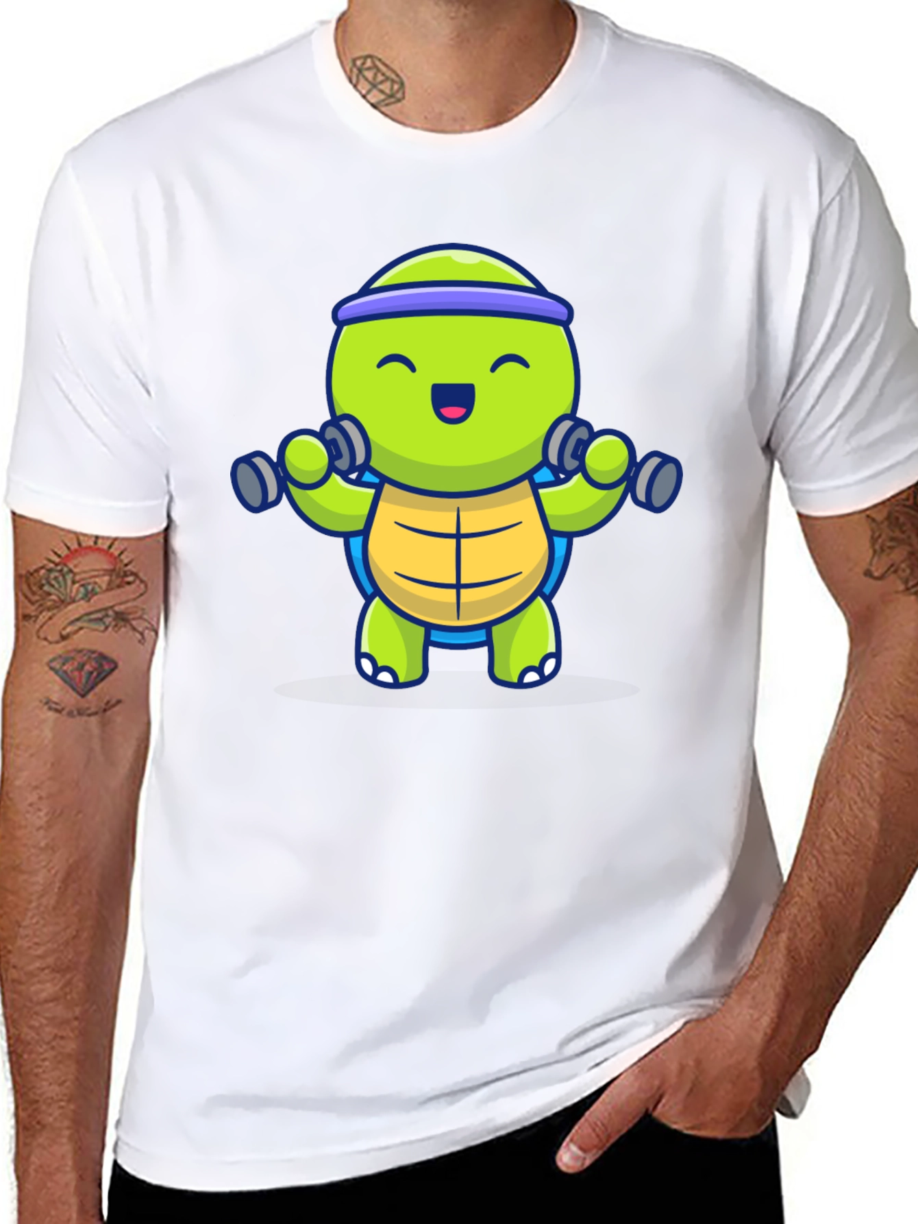 Turtle Lifting Weights Graphic Tee - Black