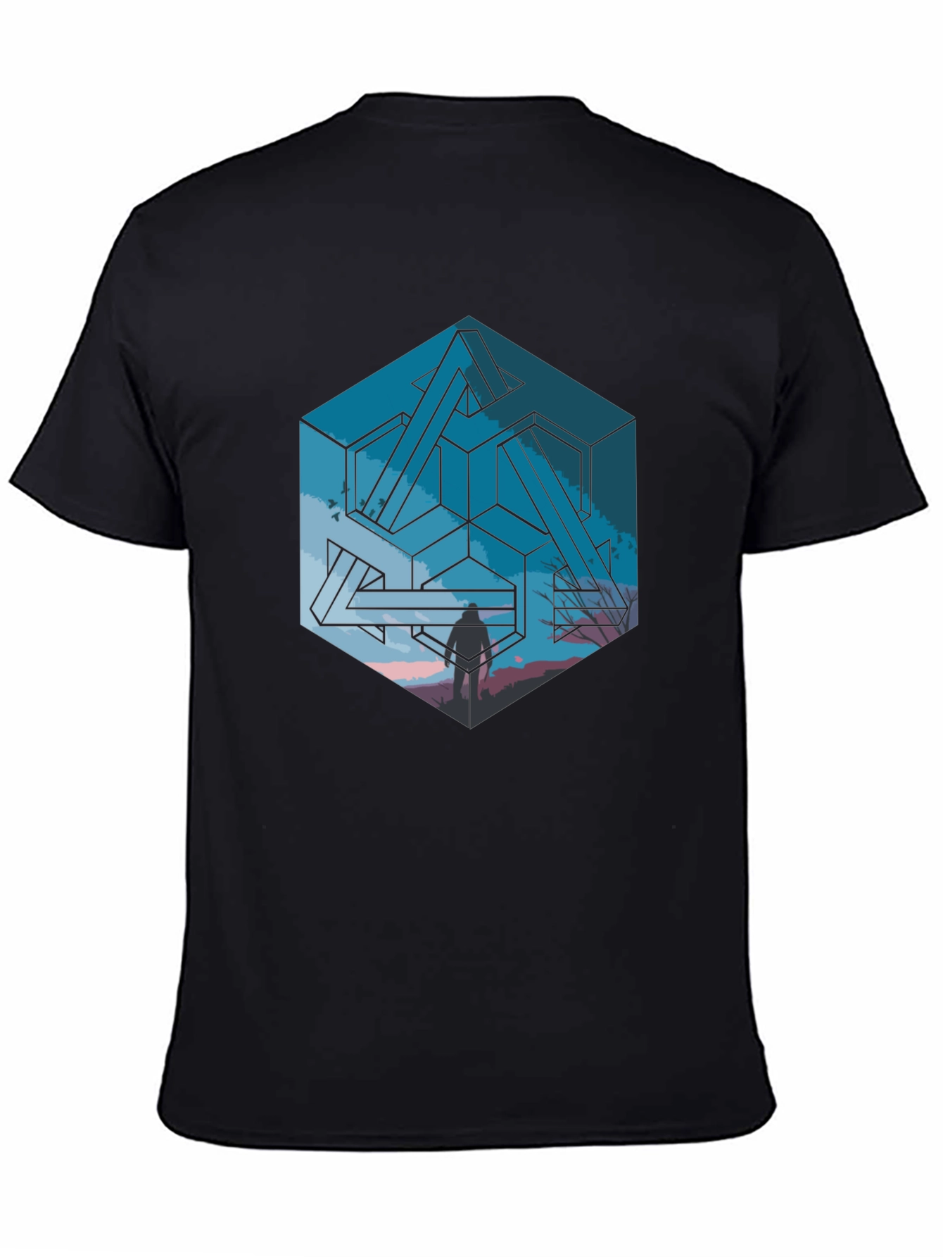 Impossible Cube Graphic Tee - Stylish Optical Illusion Design
