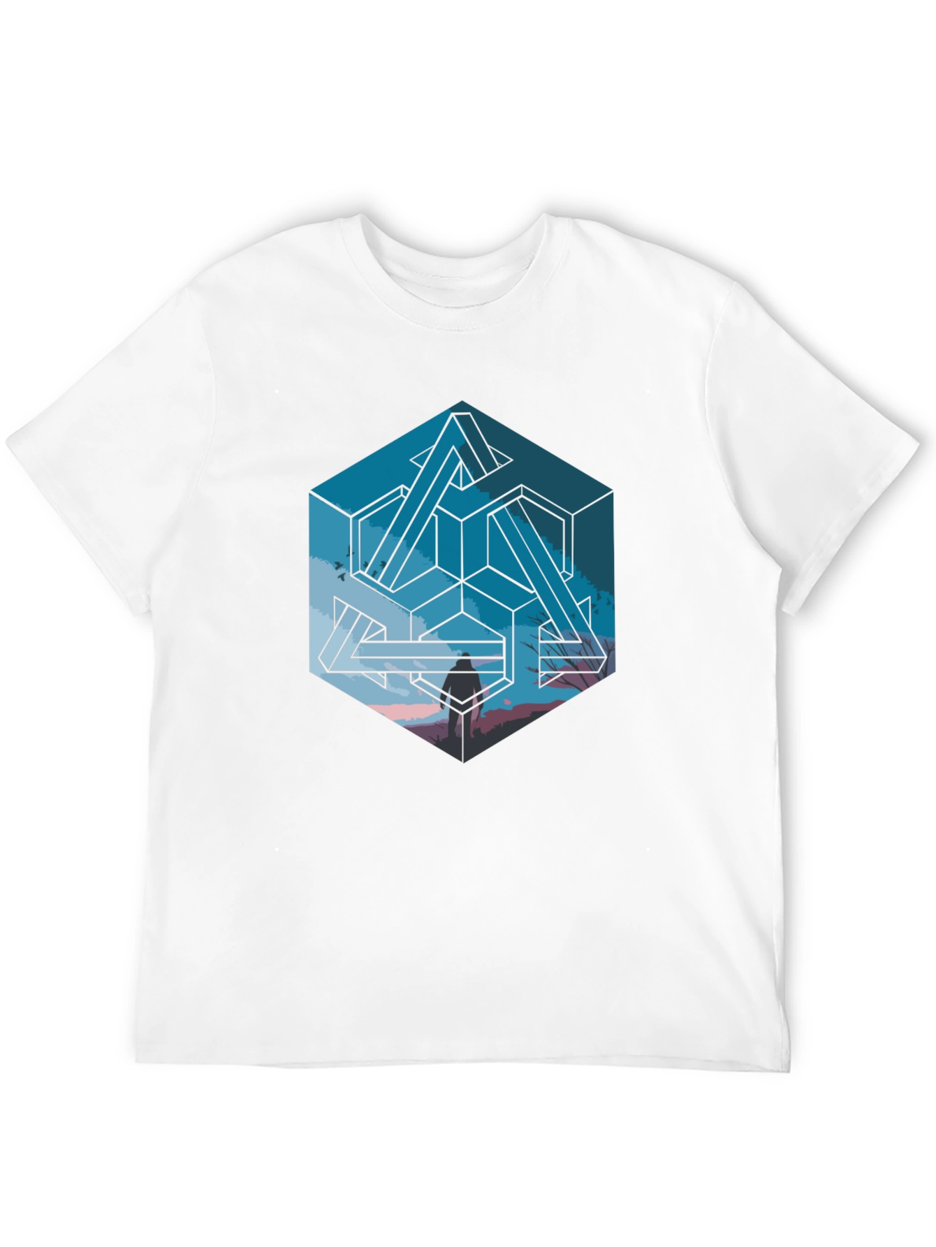 Impossible Cube Graphic Tee - Stylish Optical Illusion Design