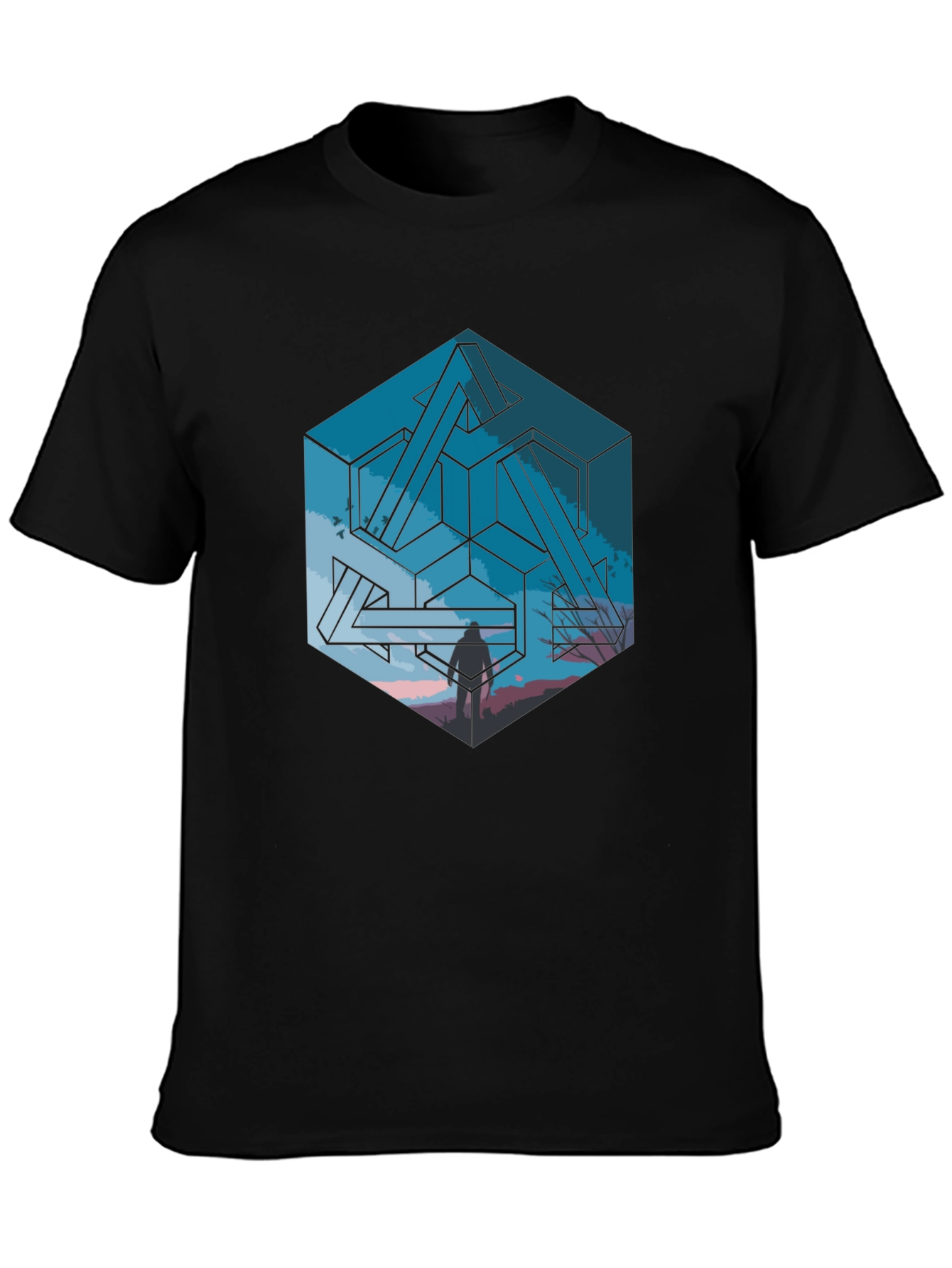 Impossible Cube Graphic Tee - Stylish Optical Illusion Design