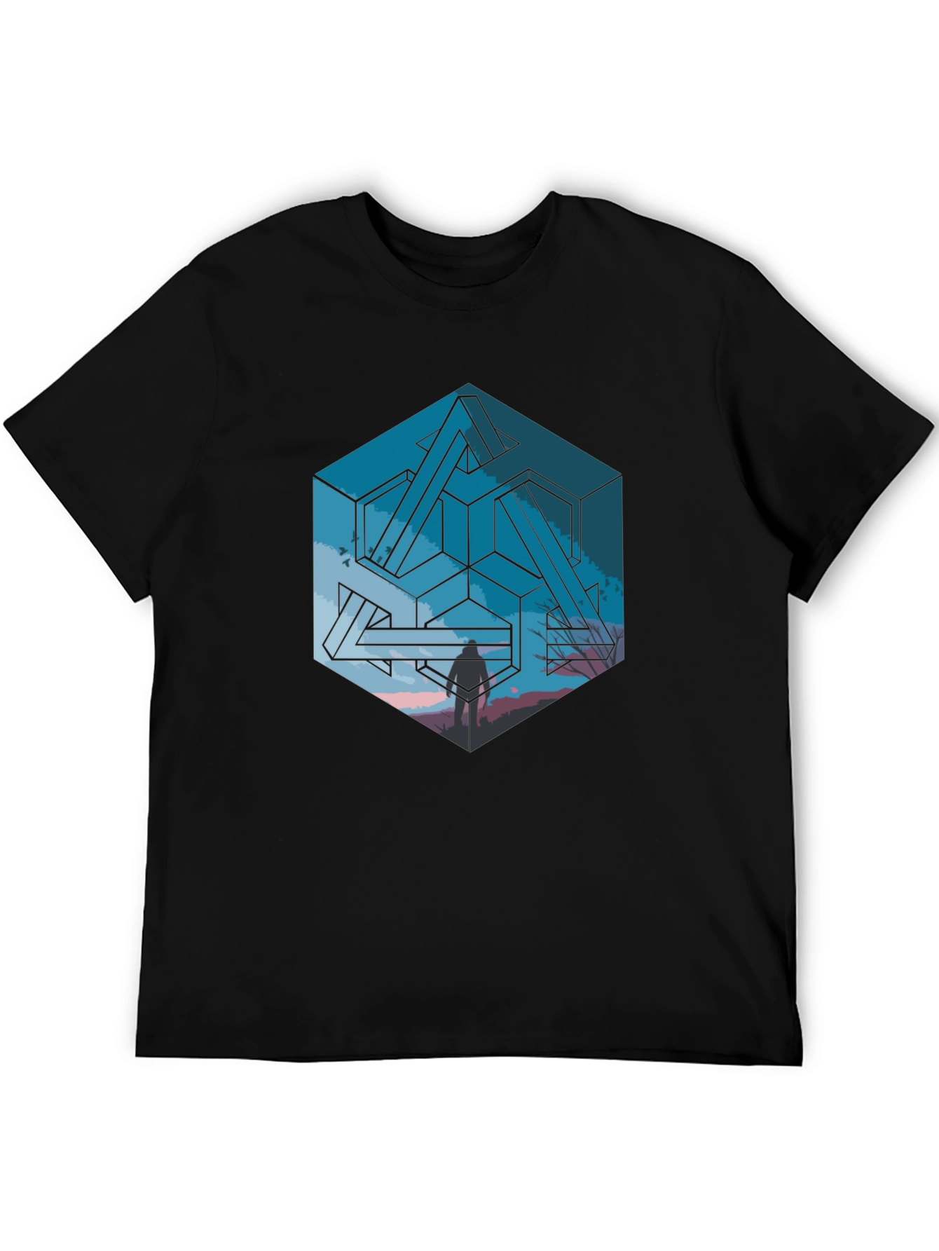 Impossible Cube Graphic Tee - Stylish Optical Illusion Design