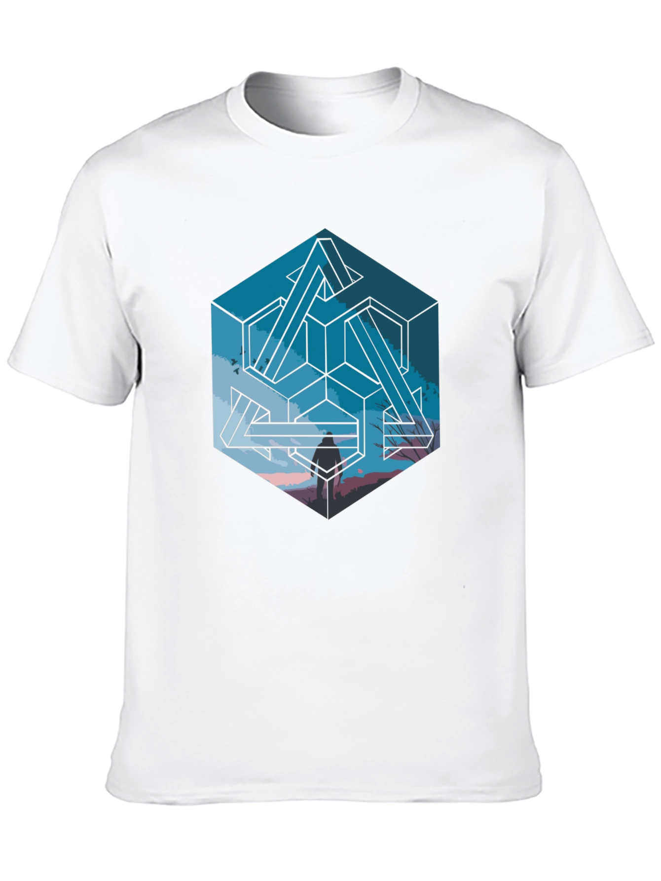 Impossible Cube Graphic Tee - Stylish Optical Illusion Design