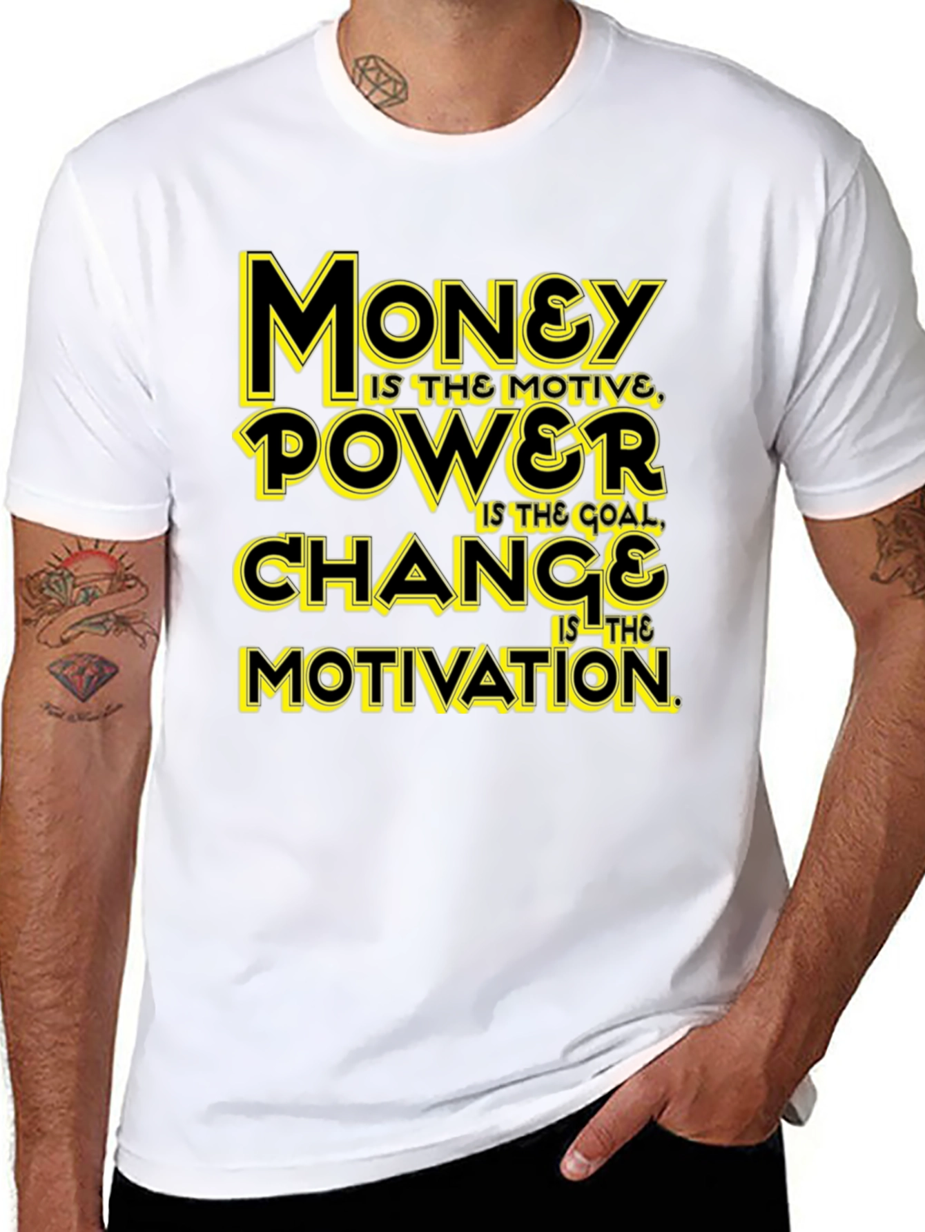 Money Power Change Motivation Black Graphic Tee