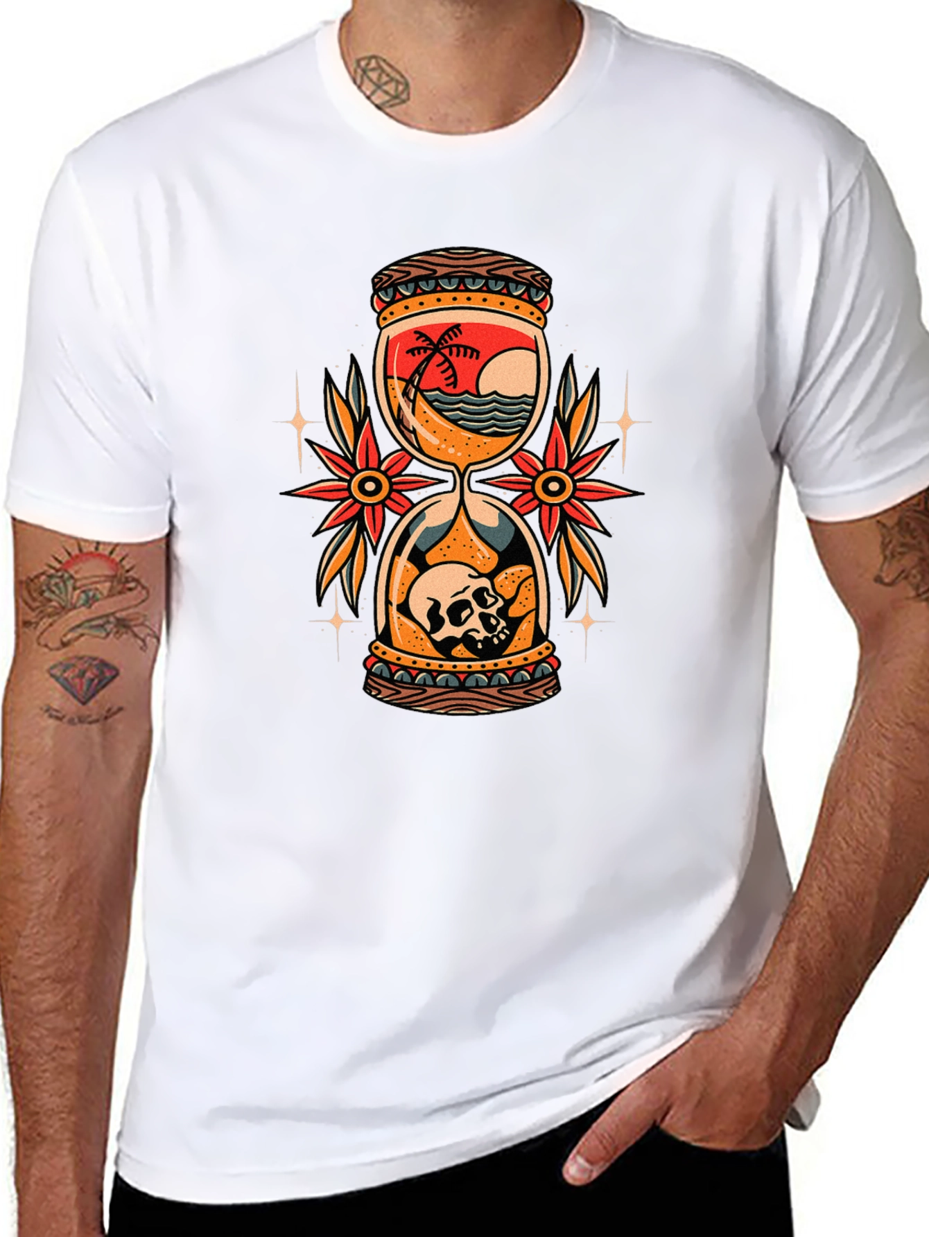 Hourglass Skull Beach Graphic Tee