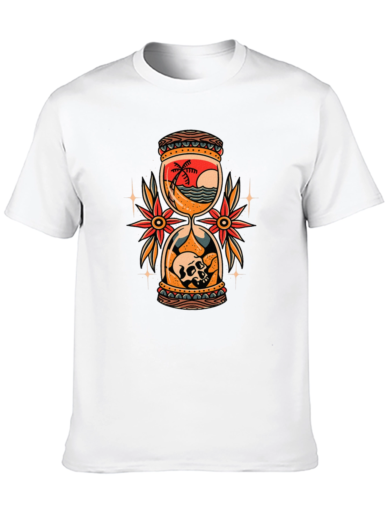Hourglass Skull Beach Graphic Tee