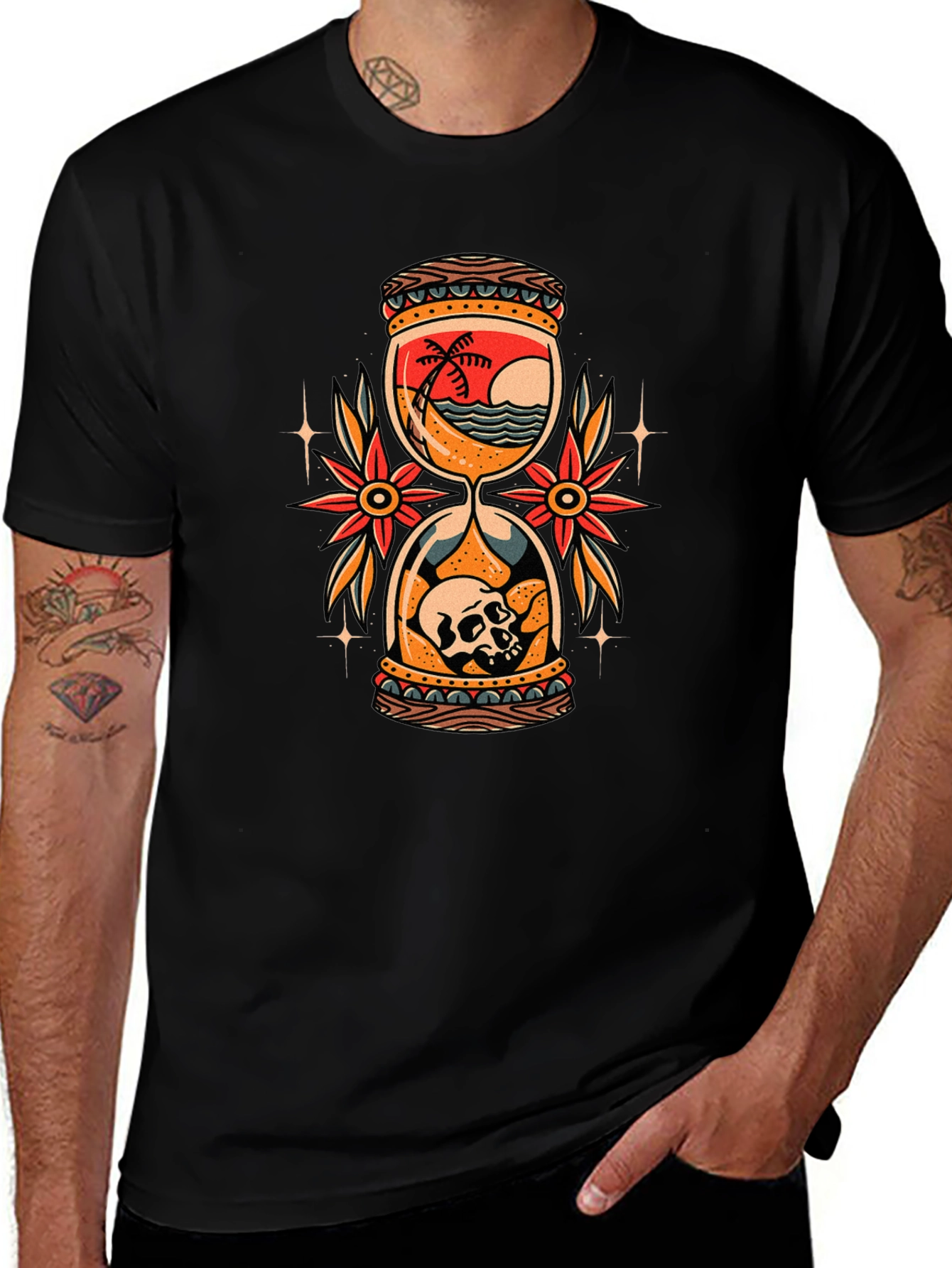 Hourglass Skull Beach Graphic Tee