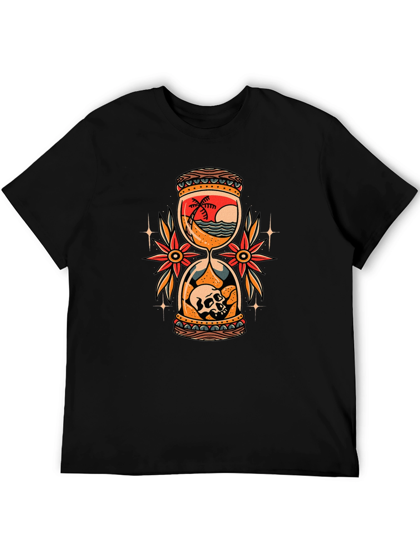 Hourglass Skull Beach Graphic Tee