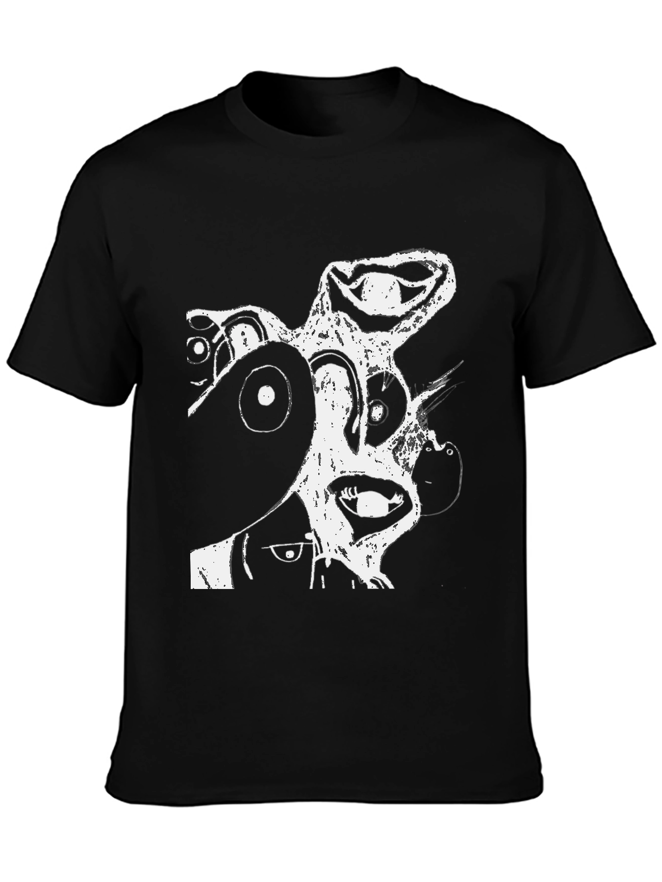 Abstract Graphic Print T-Shirt - Casual Black Tee