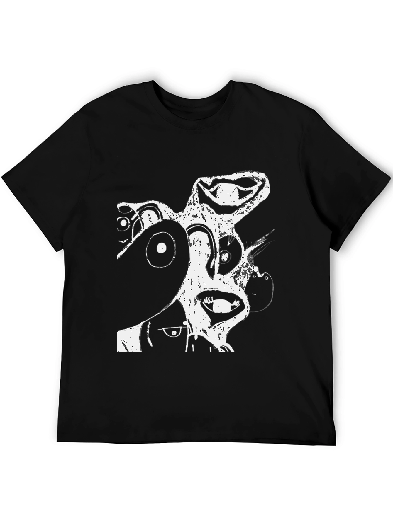 Abstract Graphic Print T-Shirt - Casual Black Tee