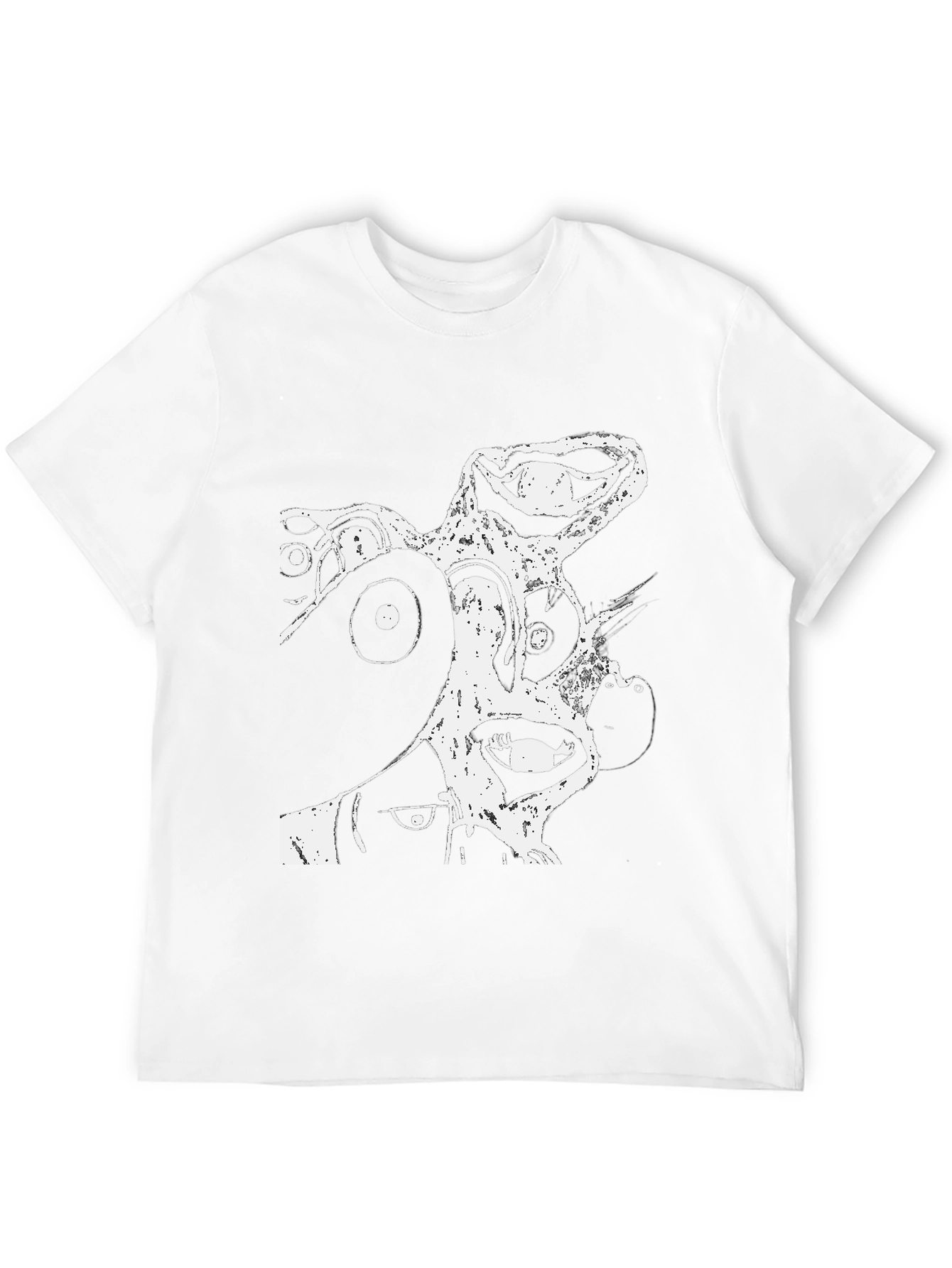 Abstract Graphic Print T-Shirt - Casual Black Tee