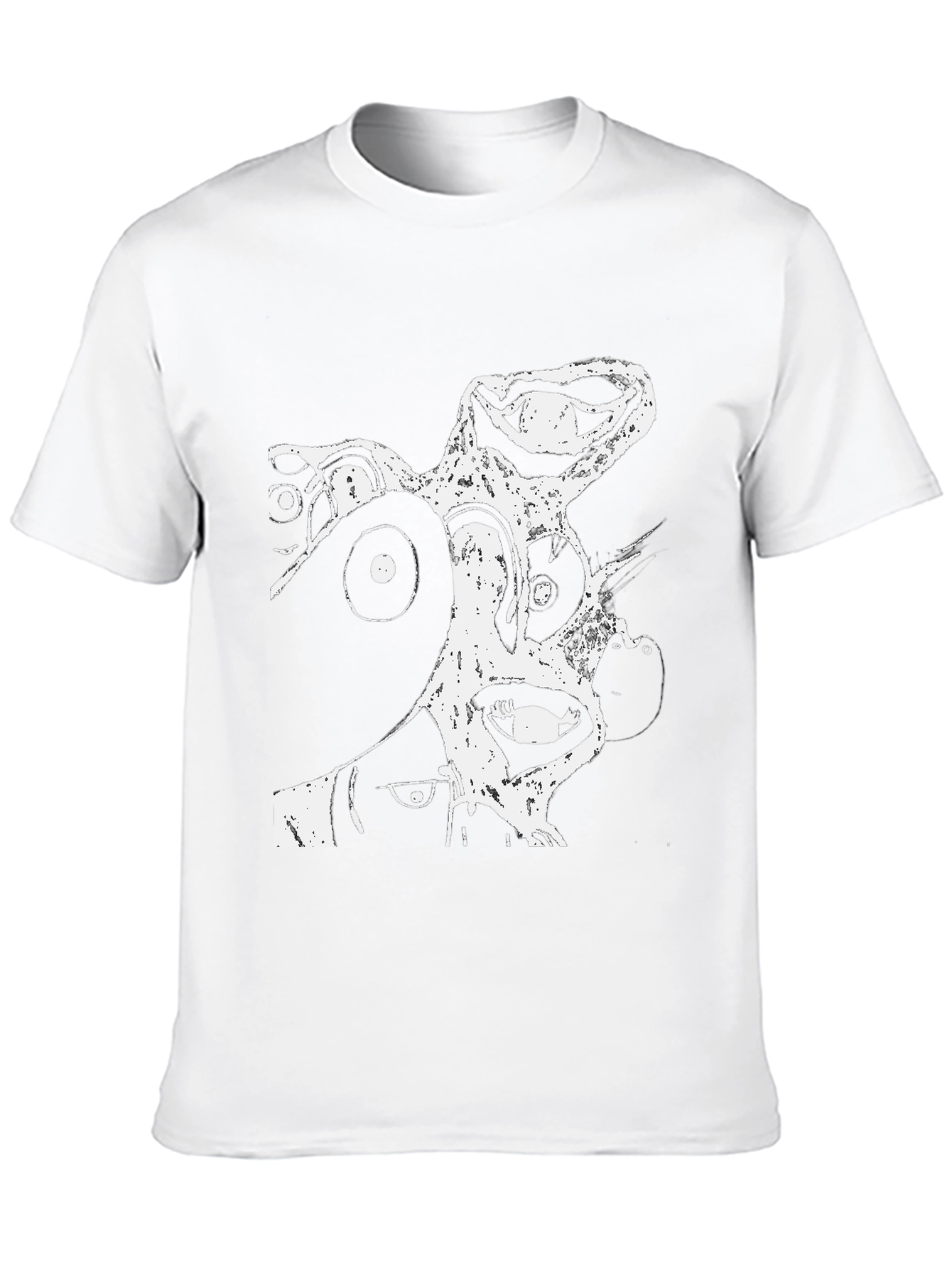 Abstract Graphic Print T-Shirt - Casual Black Tee