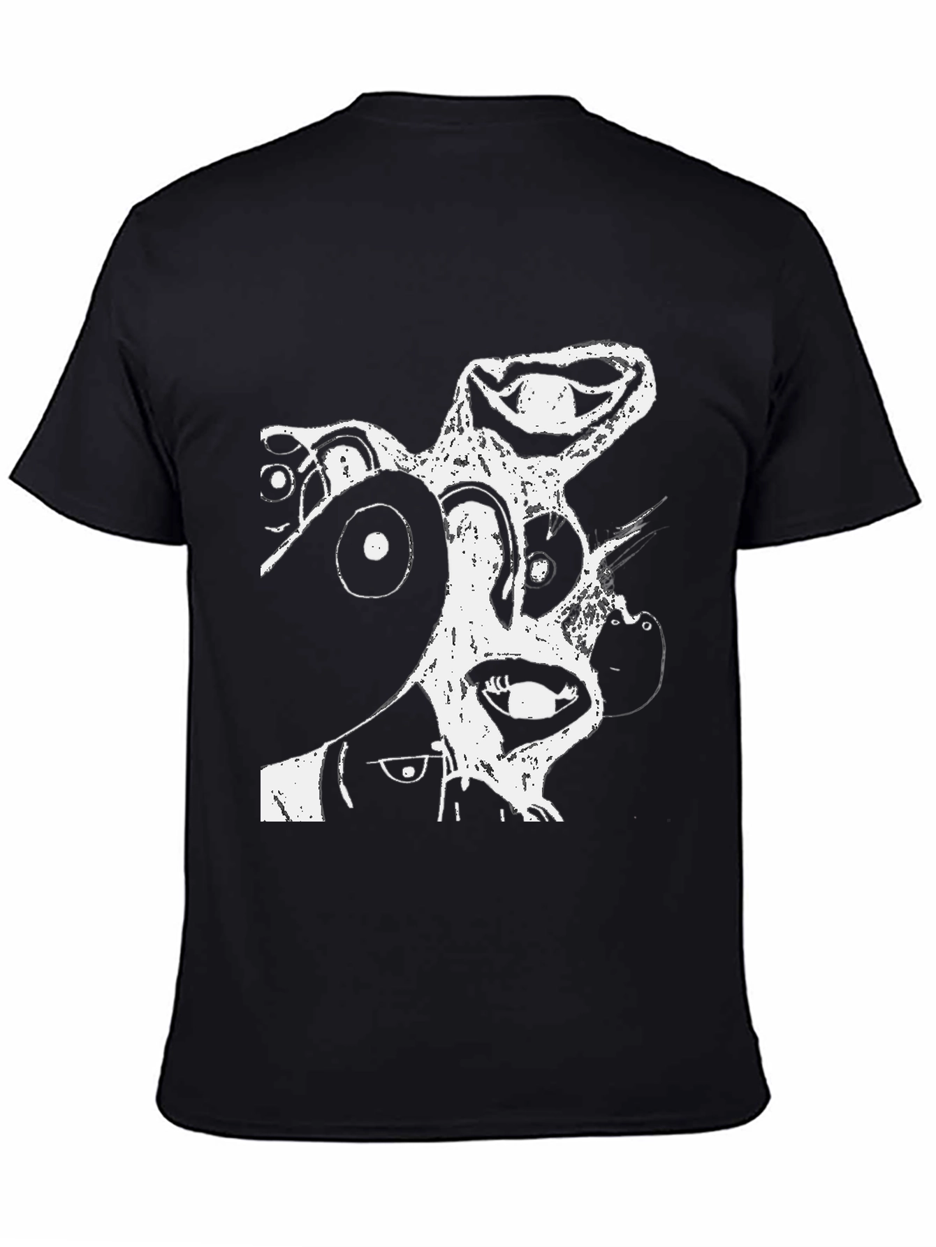 Abstract Graphic Print T-Shirt - Casual Black Tee