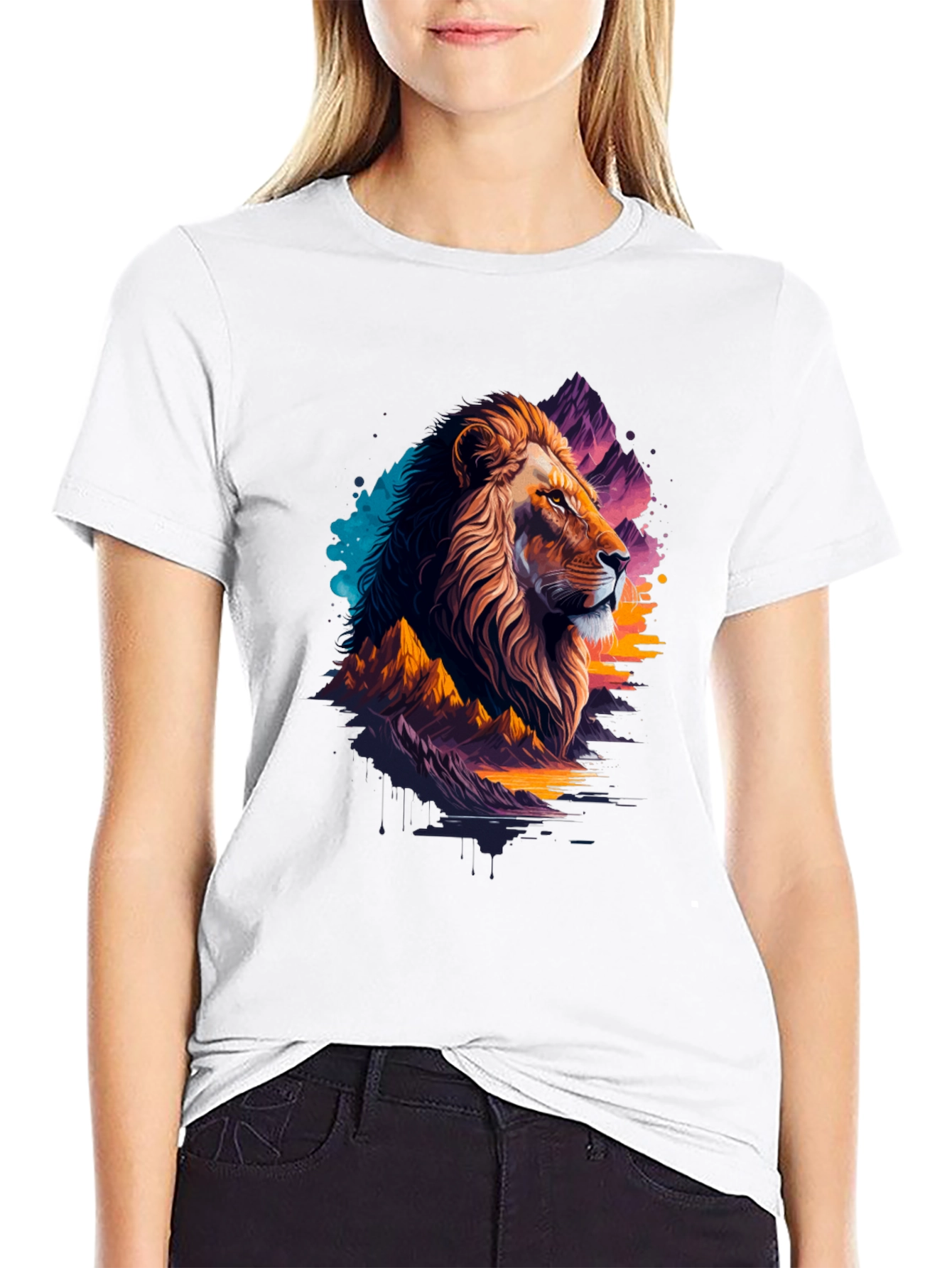 Lion Graphic Tee - Artistic Mens T-Shirt