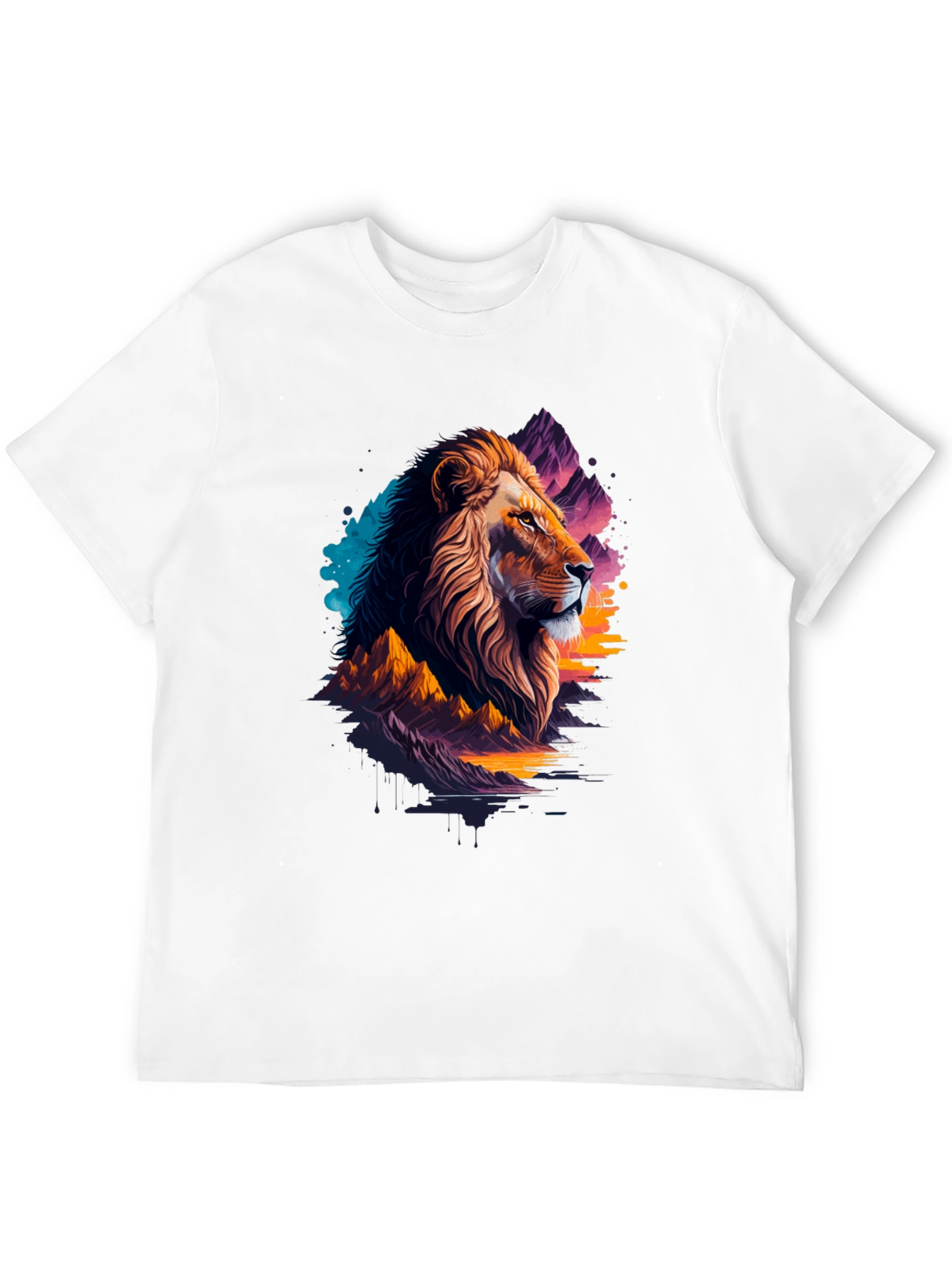 Lion Graphic Tee - Artistic Mens T-Shirt