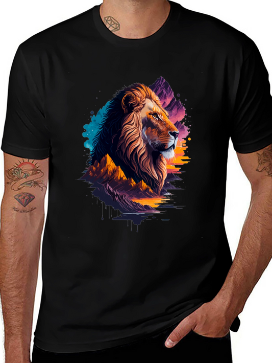 Lion Graphic Tee - Artistic Mens T-Shirt