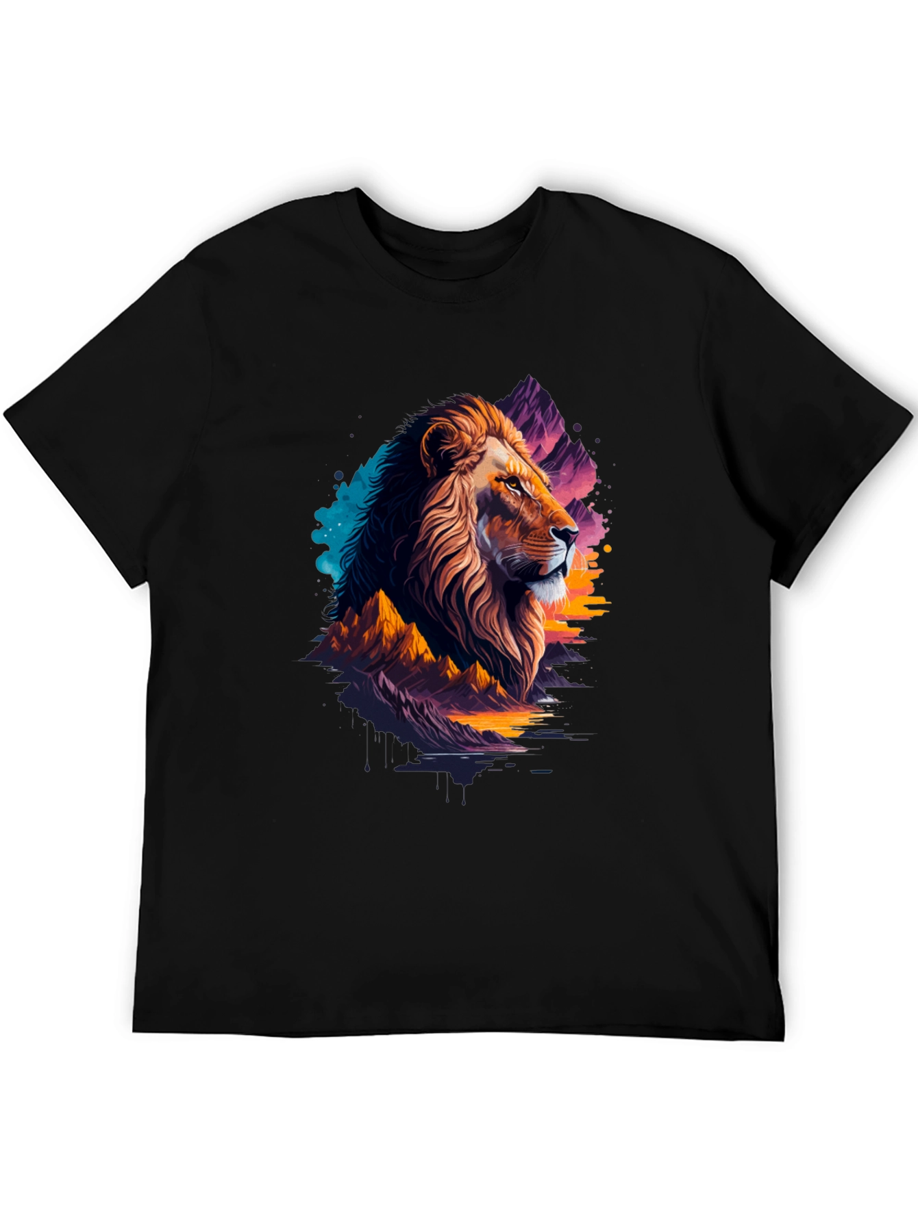 Lion Graphic Tee - Artistic Mens T-Shirt