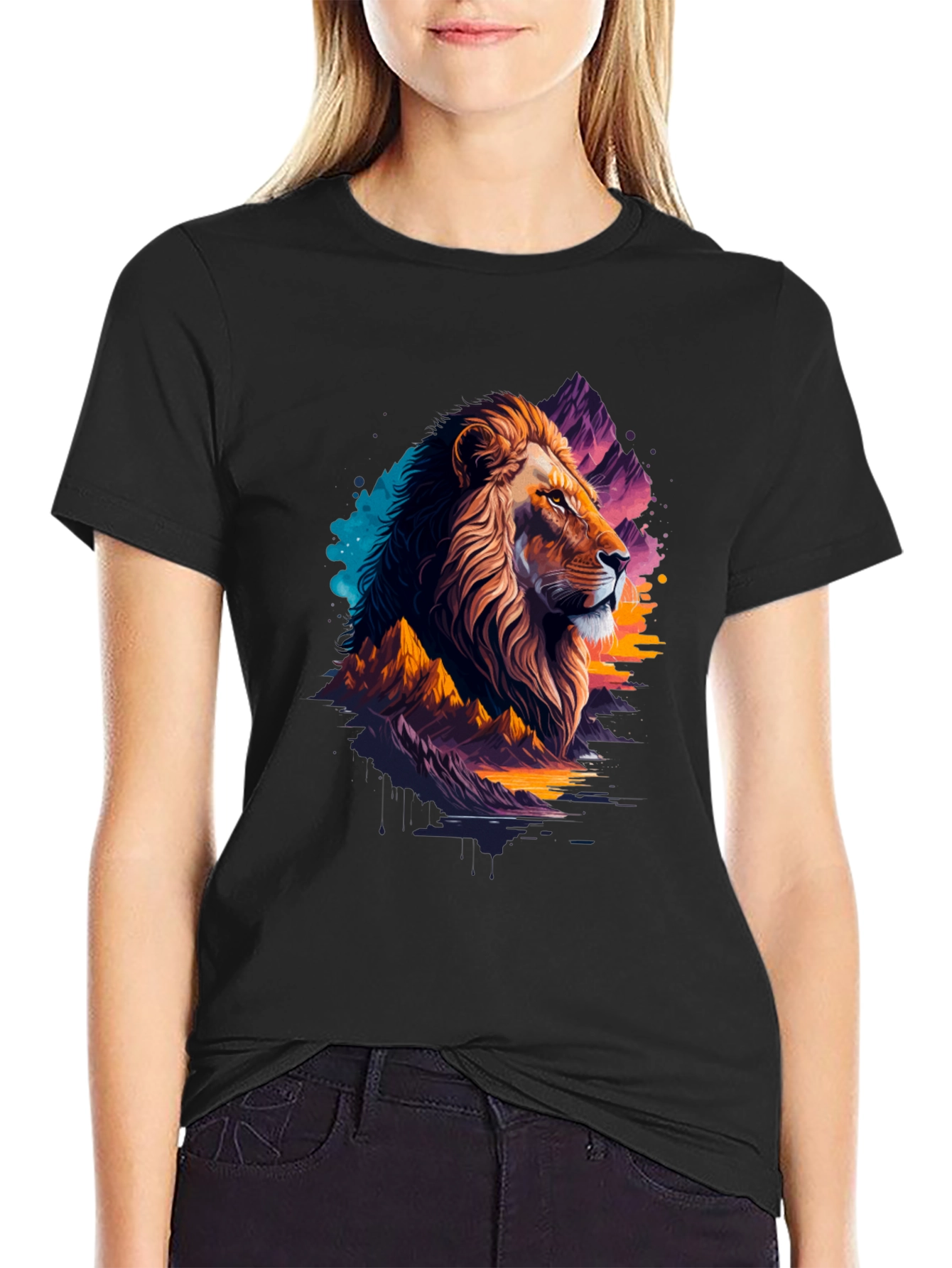 Lion Graphic Tee - Artistic Mens T-Shirt
