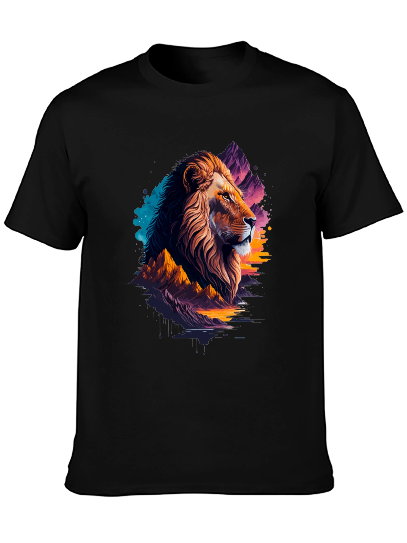 Lion Graphic Tee - Artistic Mens T-Shirt