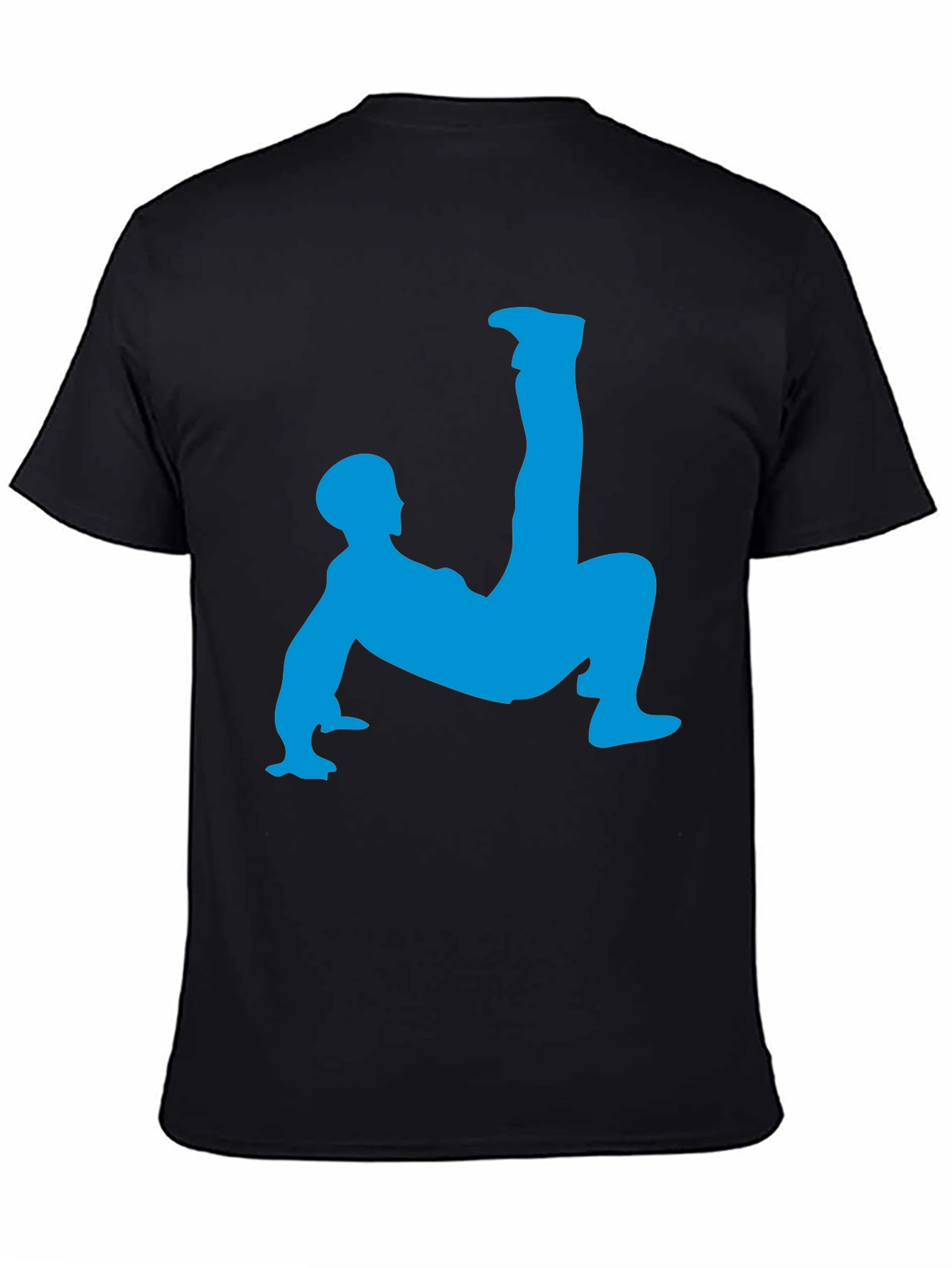 Unique Black T-Shirt with Blue Acrobat Design