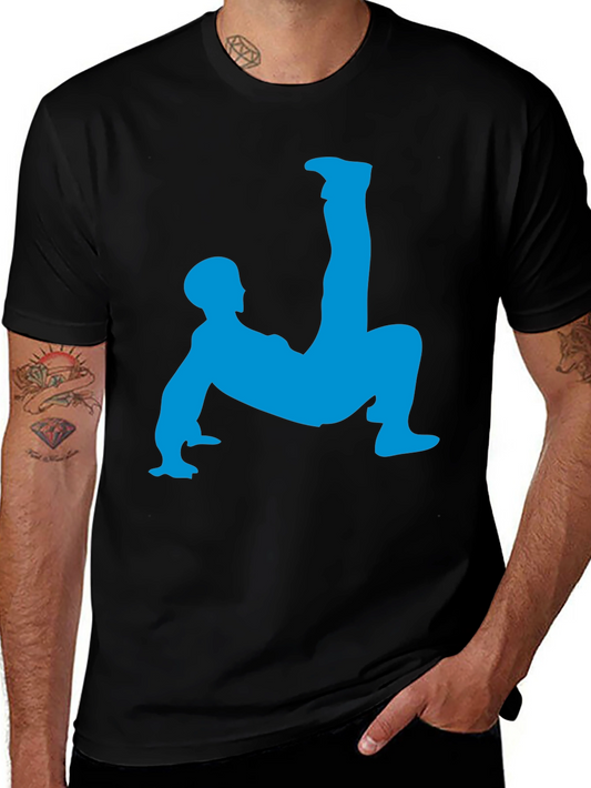 Unique Black T-Shirt with Blue Acrobat Design