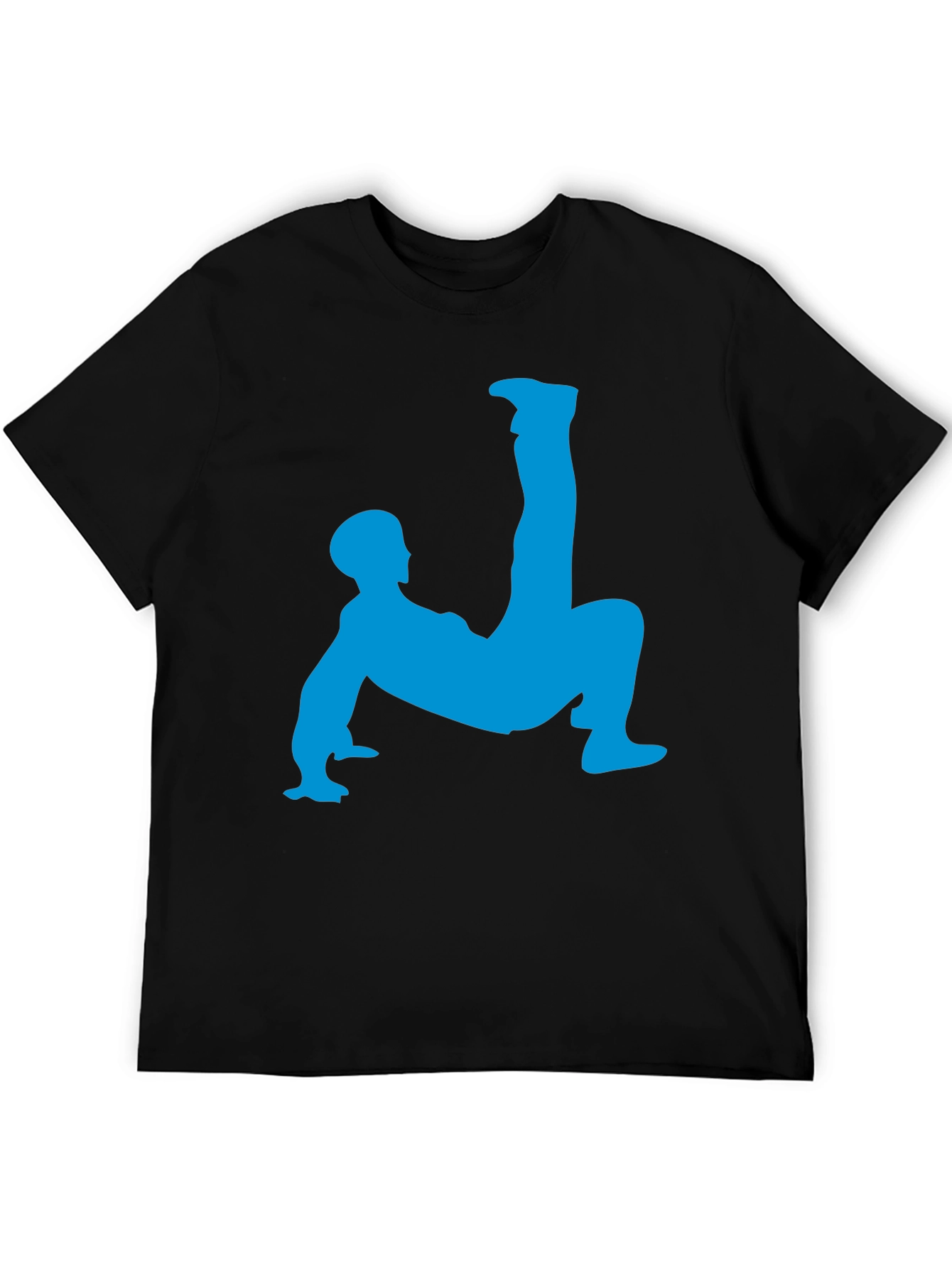 Unique Black T-Shirt with Blue Acrobat Design