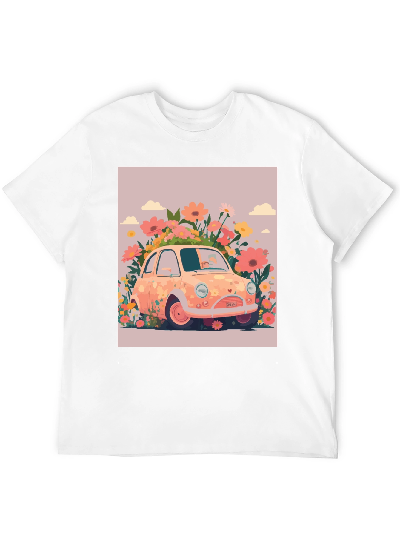 Floral Car Graphic Tee - Stylish Comfort
