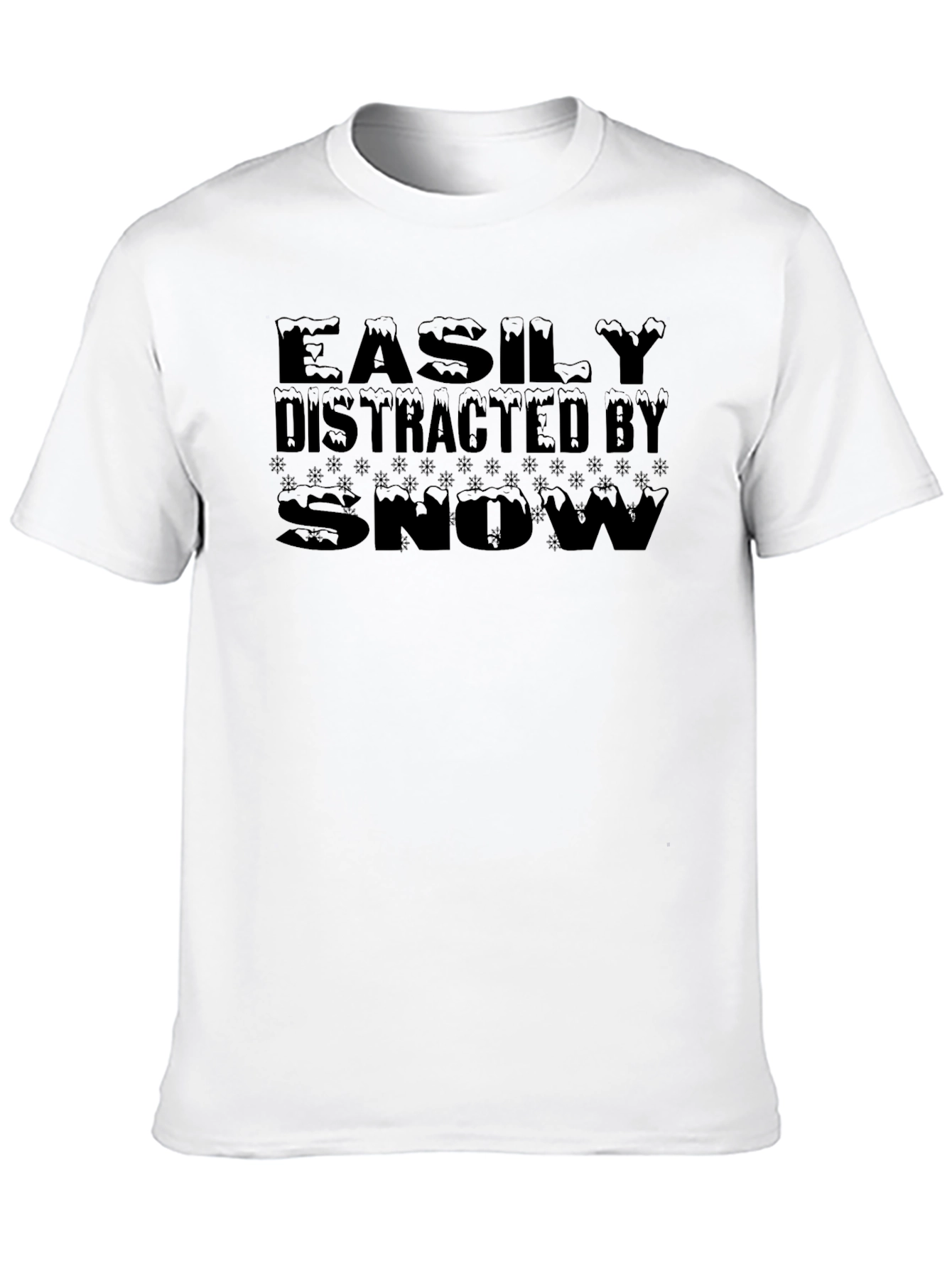 Easily Distracted By Snow Black Graphic Tee
