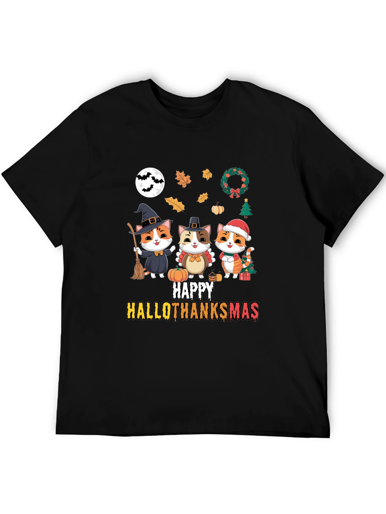 Happy Hallothanksmas Cat T-Shirt