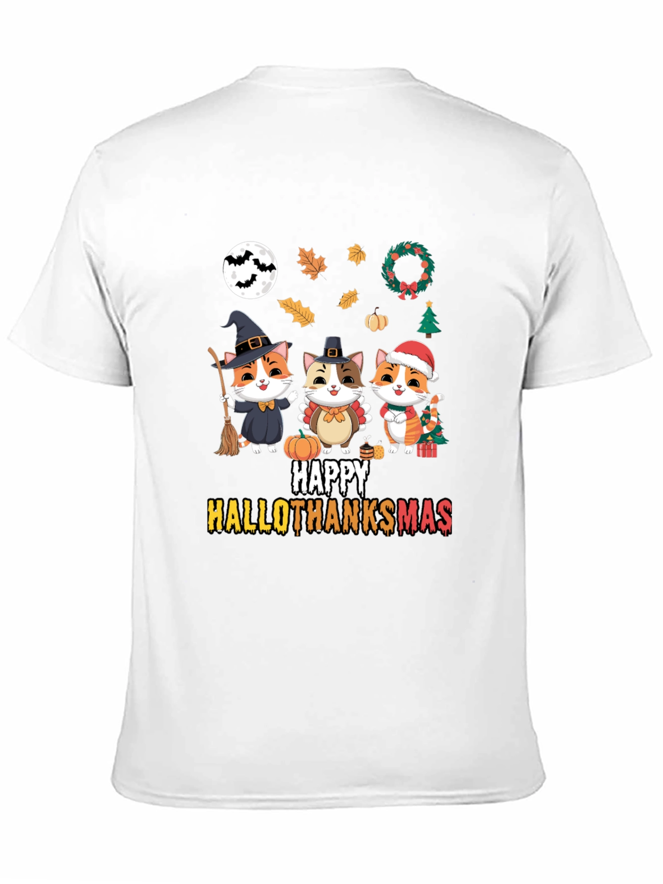 Happy Hallothanksmas Cat T-Shirt