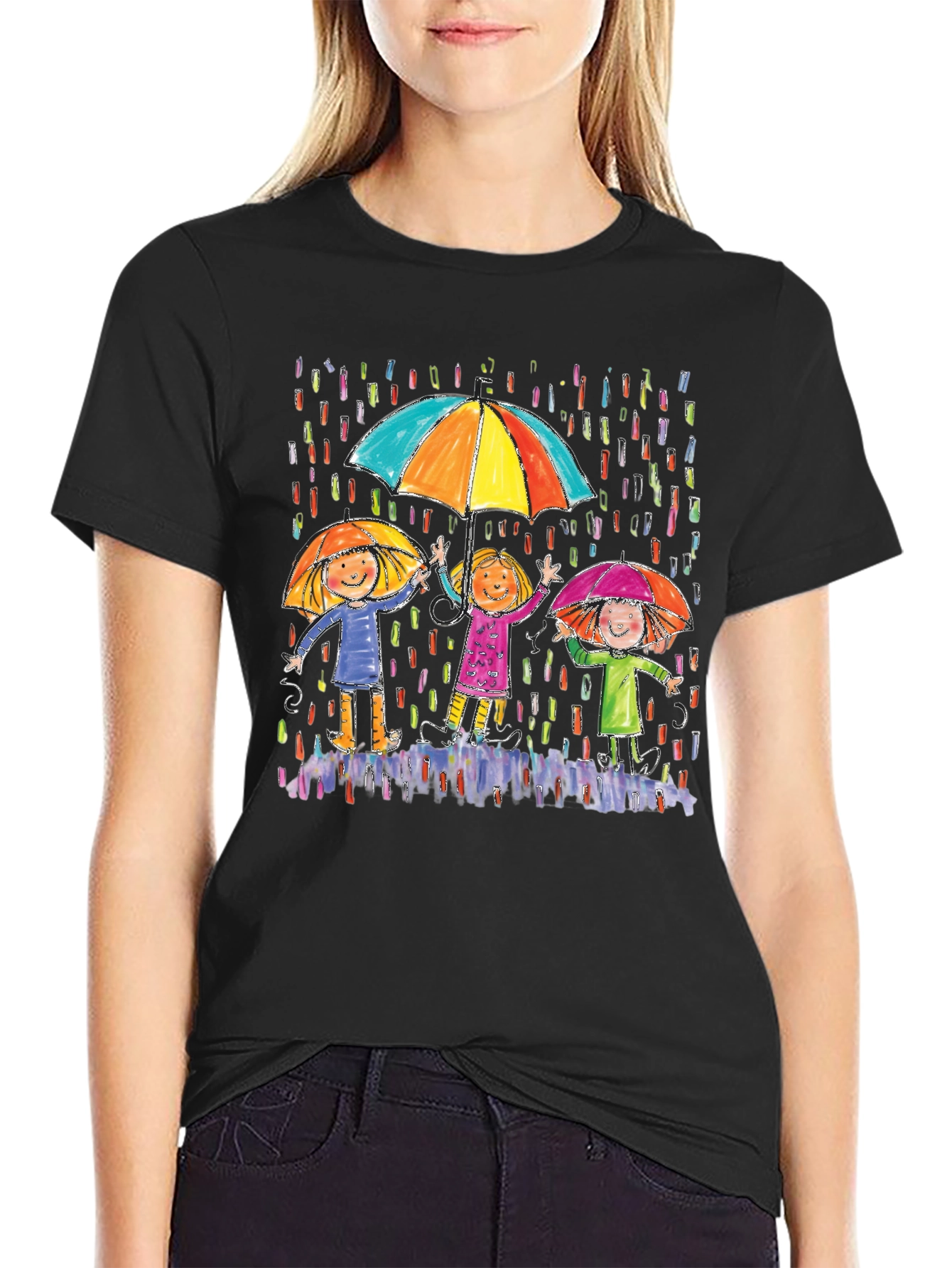 Rainy Day Kids Graphic Tee - Black