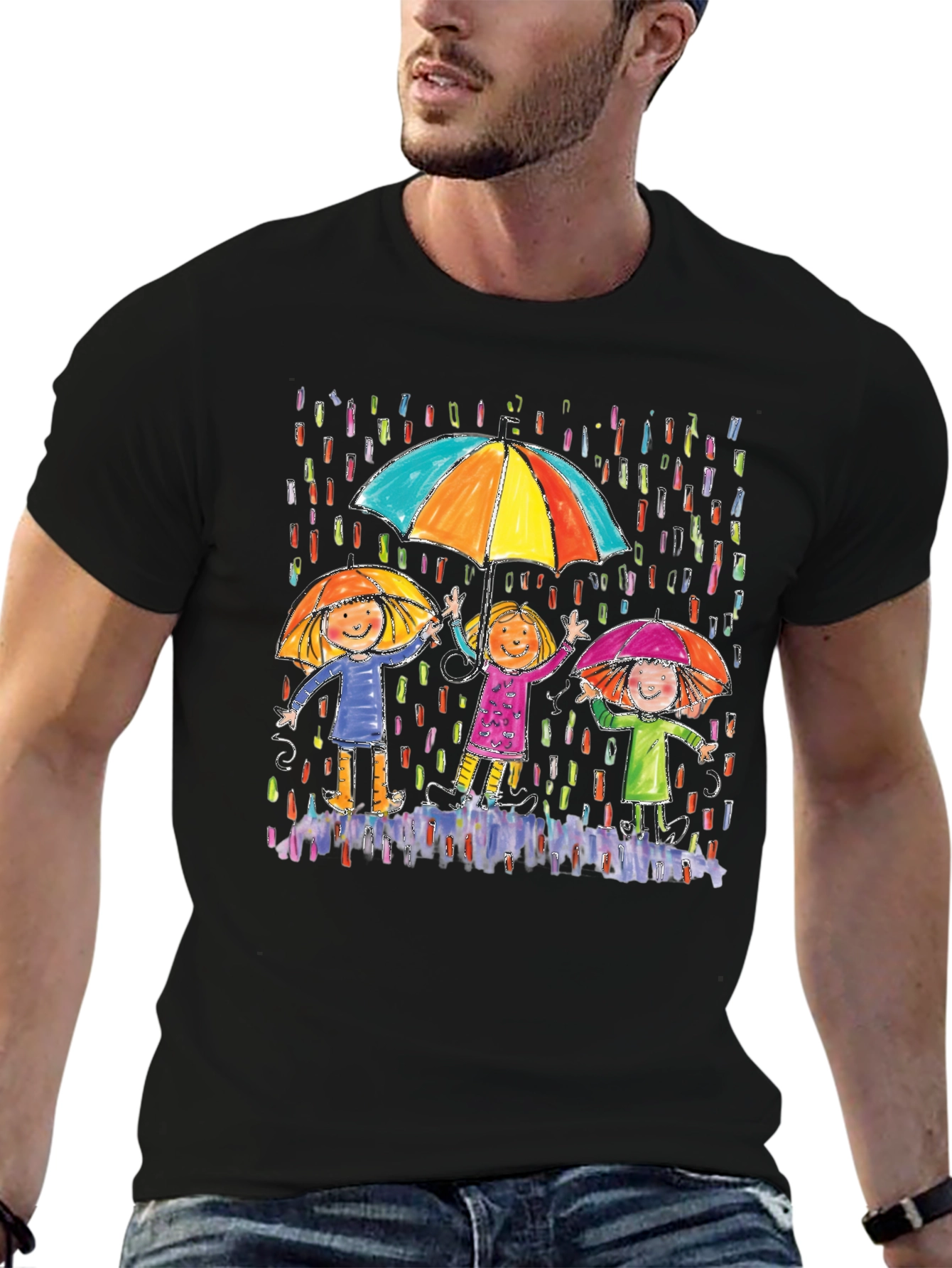 Rainy Day Kids Graphic Tee - Black