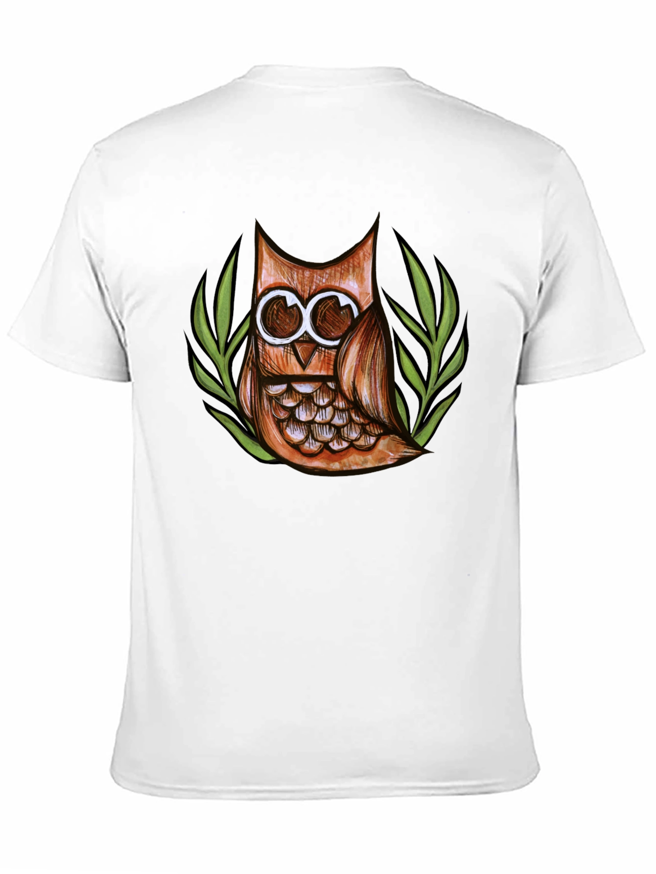 Owl Graphic Print Crew Neck Mens T-Shirt