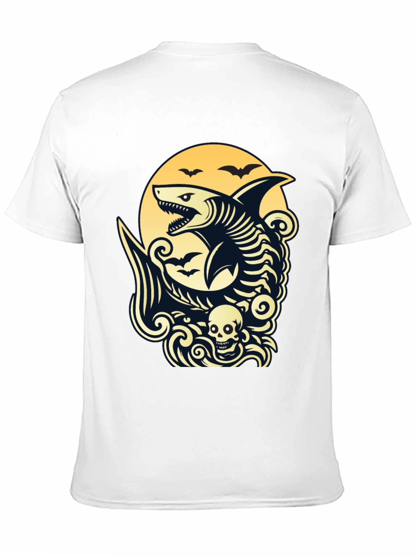 Shark Skeleton Black Graphic T-Shirt
