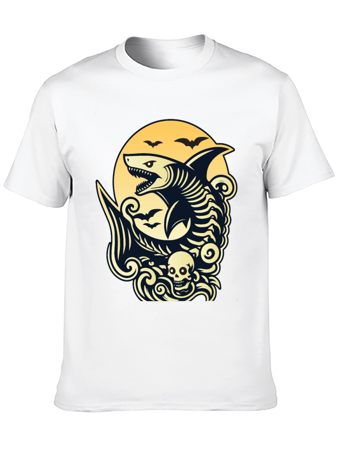 Shark Skeleton Black Graphic T-Shirt