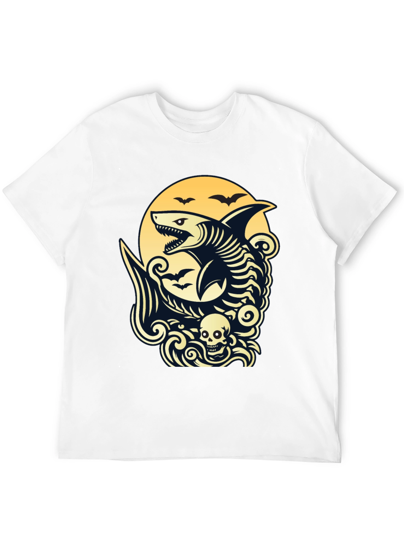 Shark Skeleton Black Graphic T-Shirt